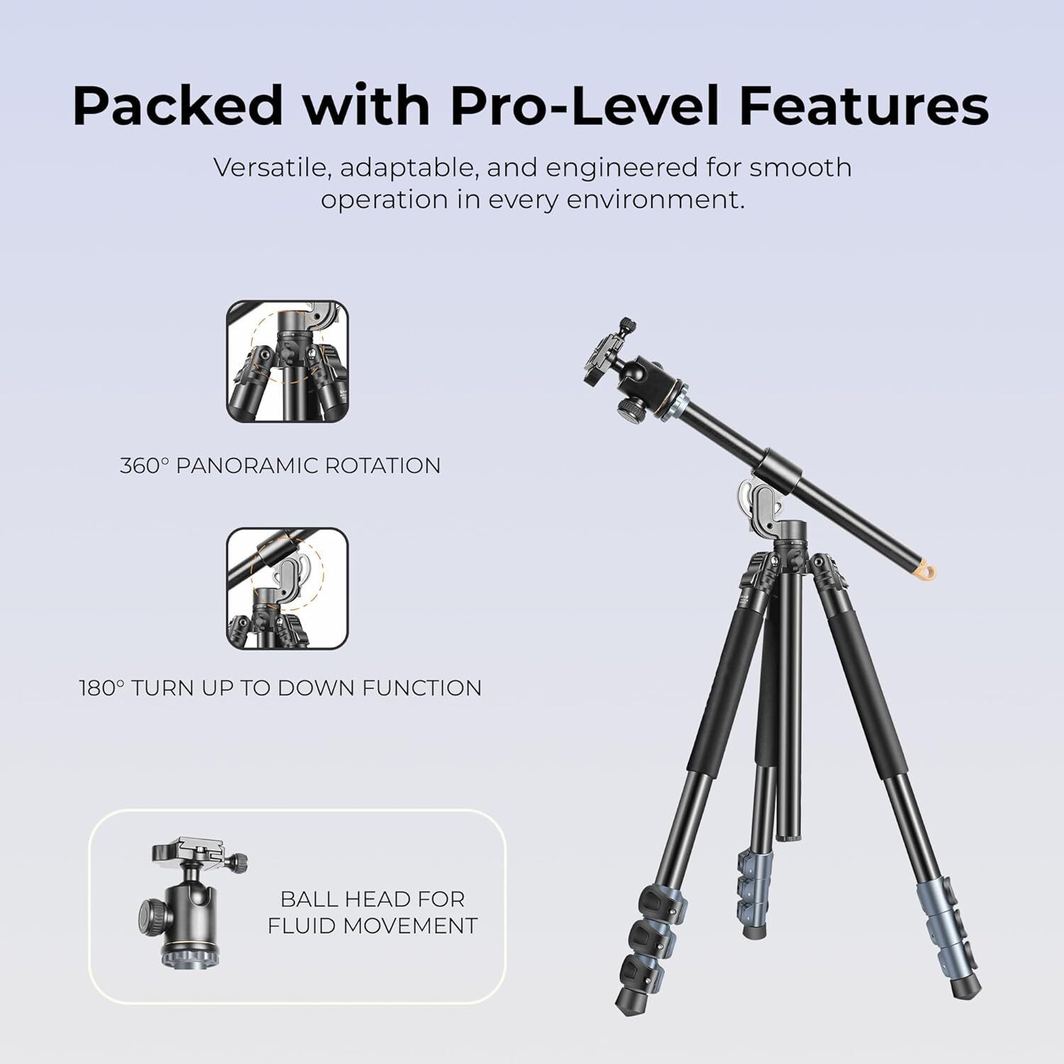 Image of DIGITEK DTR 540 BH 6.26ft Heavy Duty Multi-Angle DV Tripod Cum Monopod, 8Kg Max Load Tripod, Monopod