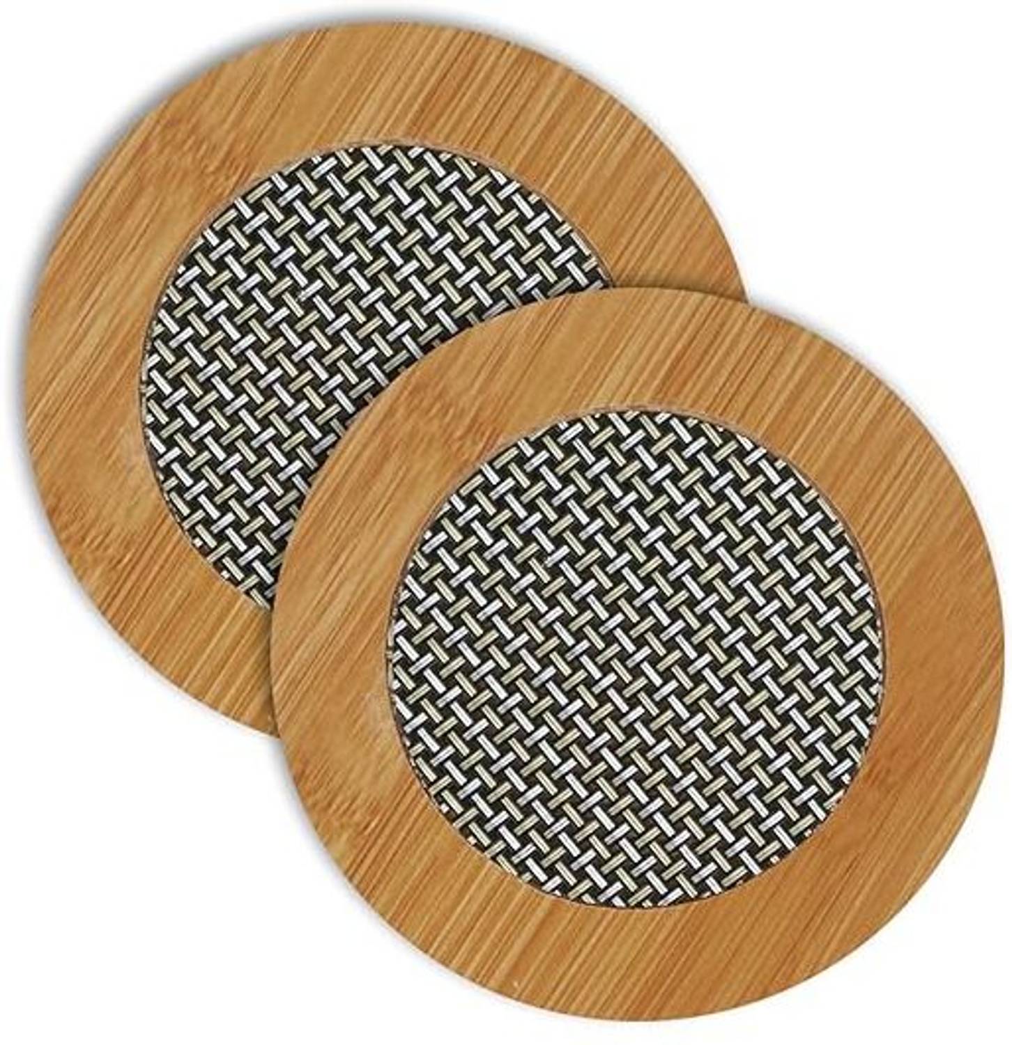 Ananth Eco-Friendly Bamboo Wooden Pads For Dining Table Heat Pad for Kitchen(Pack Of 2) Non-Slip Trivet