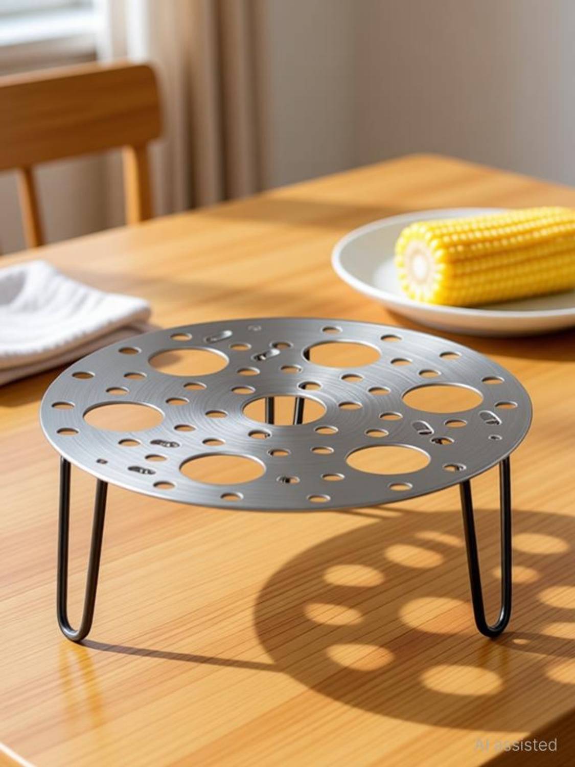 ANUVYA Round Egg Steamer Rack polishd Trivet