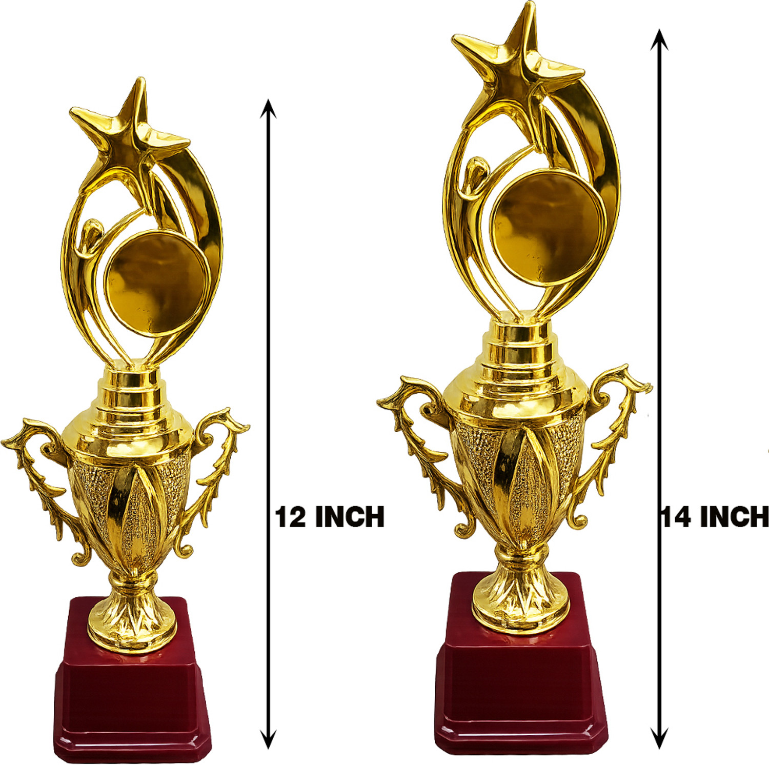 Image of BAREEZE PURE Trophy star cupMetallic Fiber Gold award cup 14 inch Trophy For Party Celebrations, Ceremony, Appreciation Gift, Sport, Academy, Awards For Teachers And Students cricket trophy /gold trophy / winner cup trophy awards /runner up trophy /first prize trophy / second prize football trophy awards football trophy /kabaddi trophy /batsmen trophy /bowler /trophy /dancing trophy /awards /corporate cup /trophy cup /cup trophy awards /marathon trophy / Trophy (14 INCH / 12 INCH)