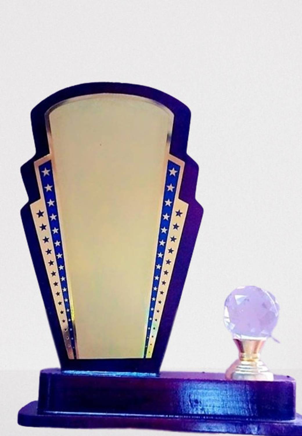 Afiya International Wooden Momento with Crystal Ball Winning Troph for Winners (23 Centimeters) Trophy