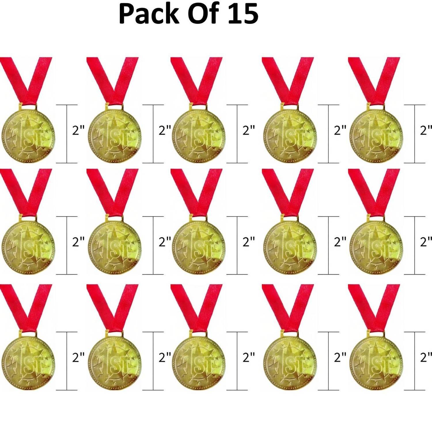 Afiya International Medals for school competition sports events Pack of 15 (2 inch) Medal Medal
