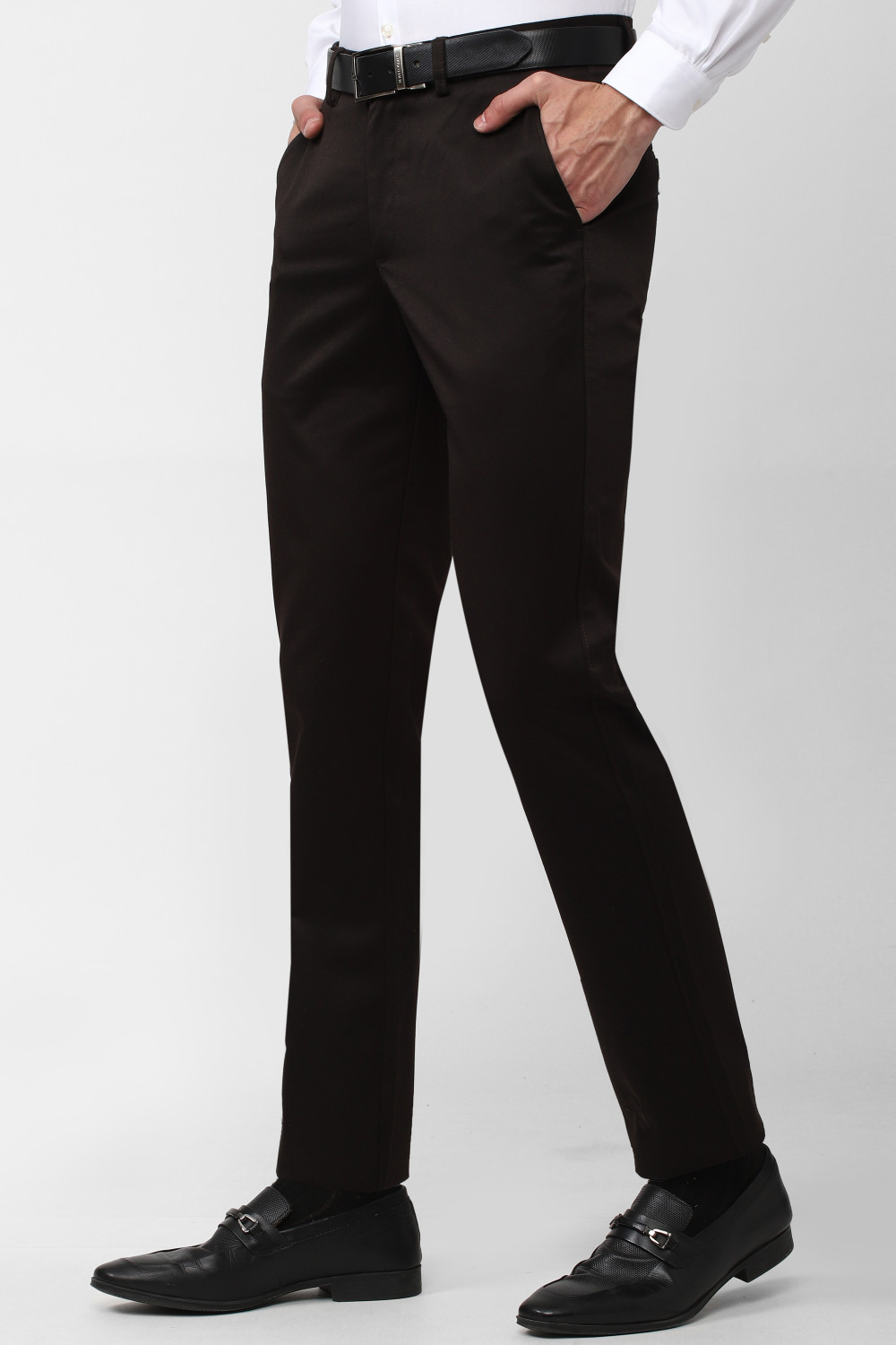 Image of PETER ENGLAND Slim Fit Men Brown Trousers