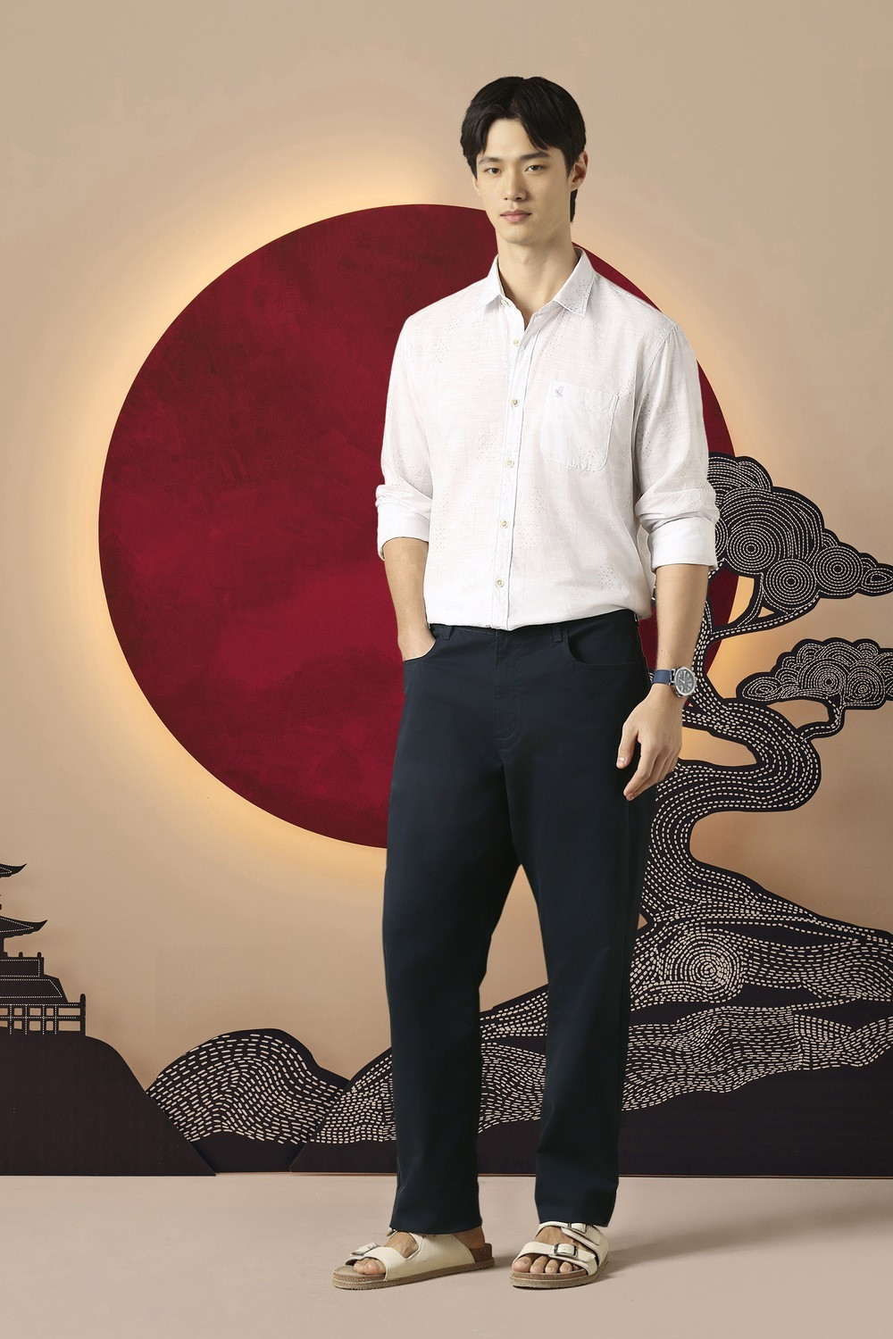 Image of PETER ENGLAND Relaxed Men Dark Blue Trousers