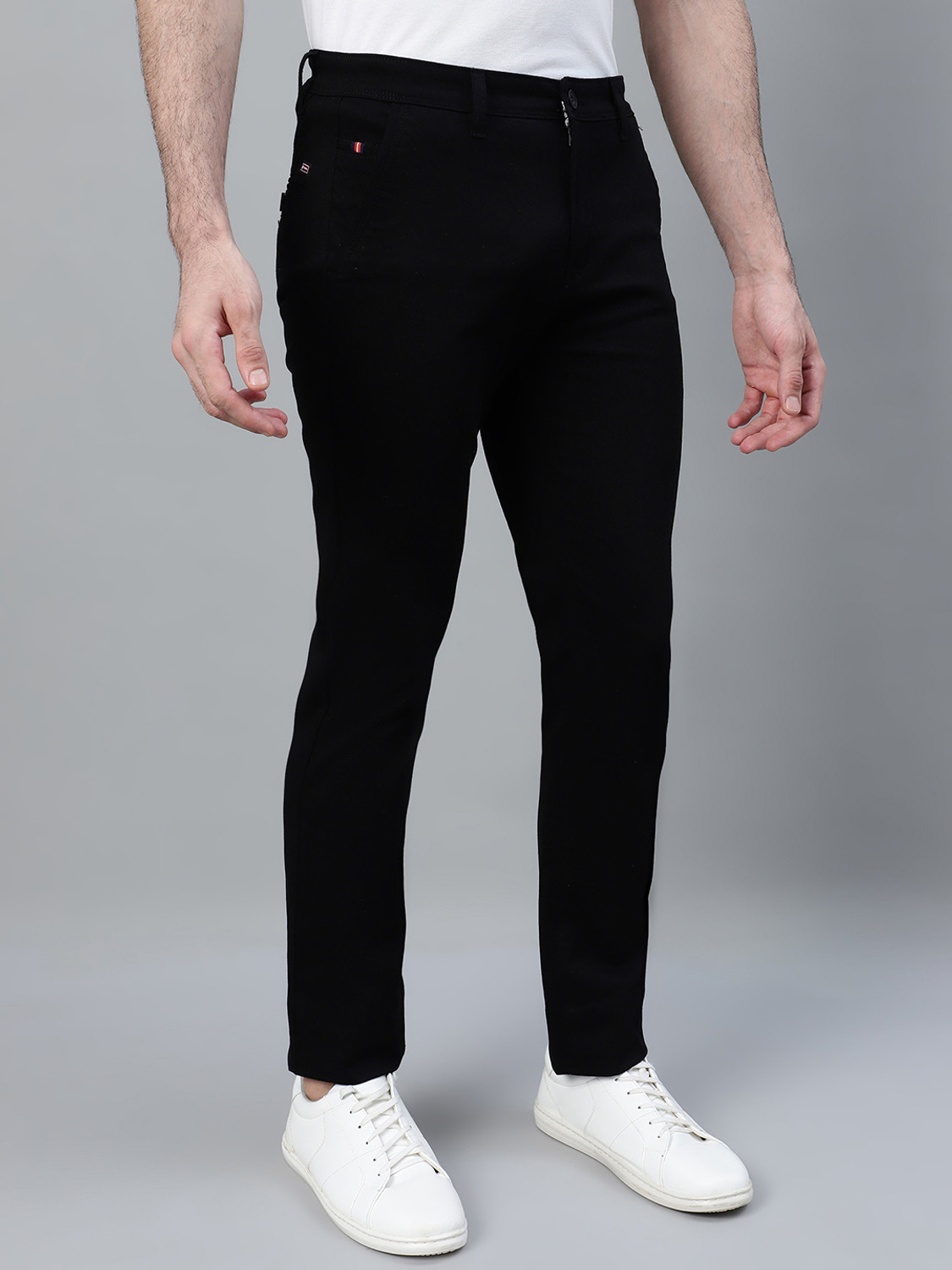 Image of CANTABIL Regular Fit Men Black Trousers