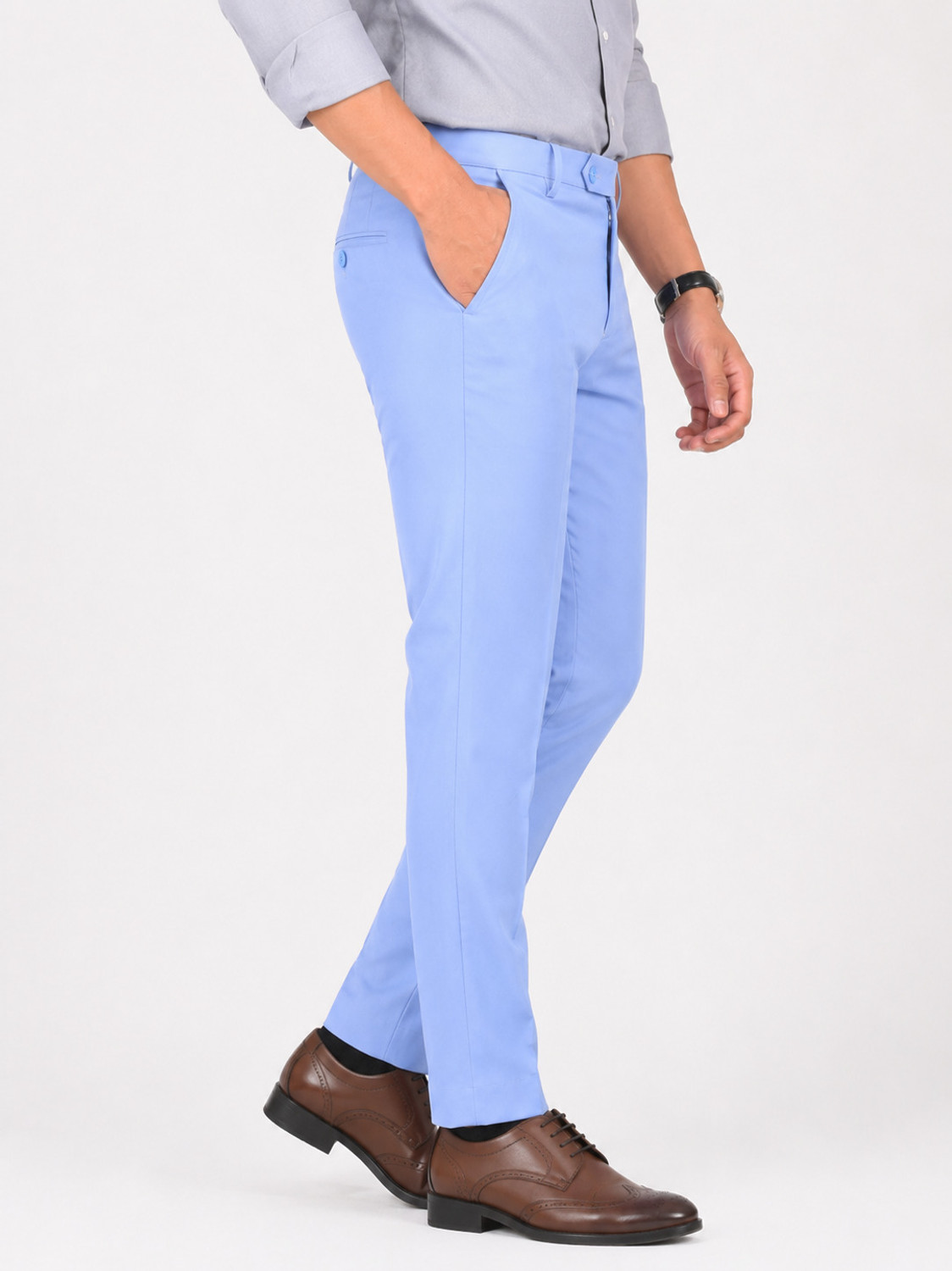 Image of The DS Regular Fit Men Light Blue Trousers