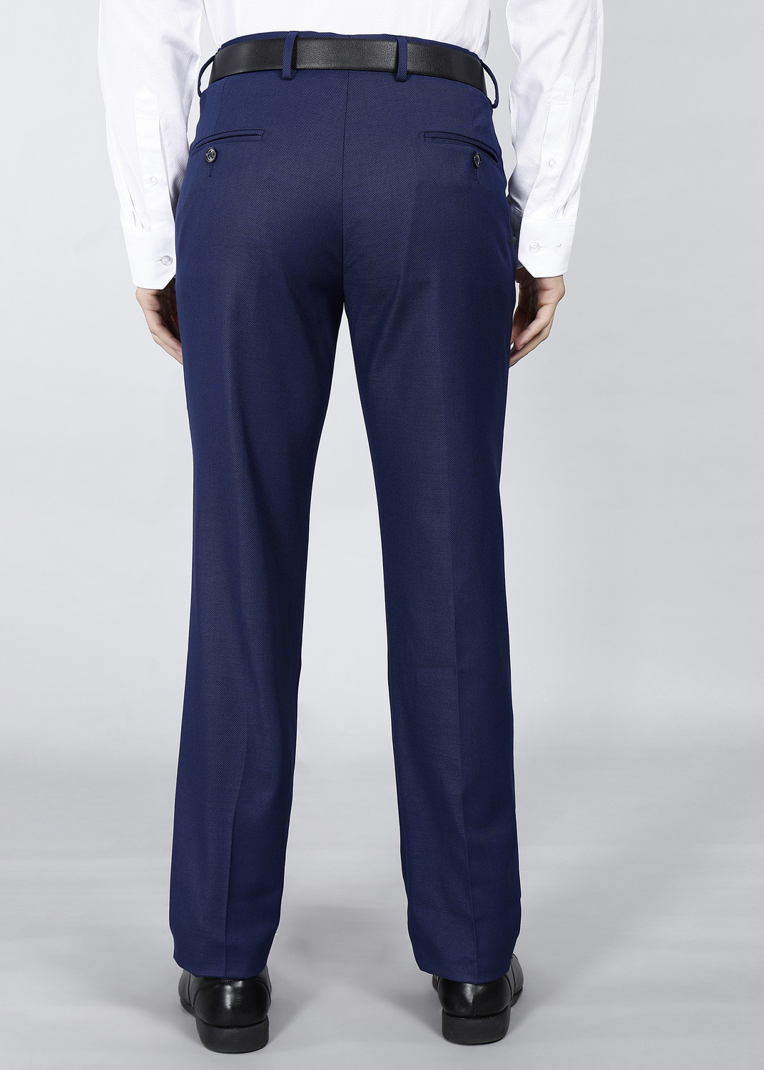 Image of LOUIS PHILIPPE Men Regular Fit Dark Blue Polyester Trousers