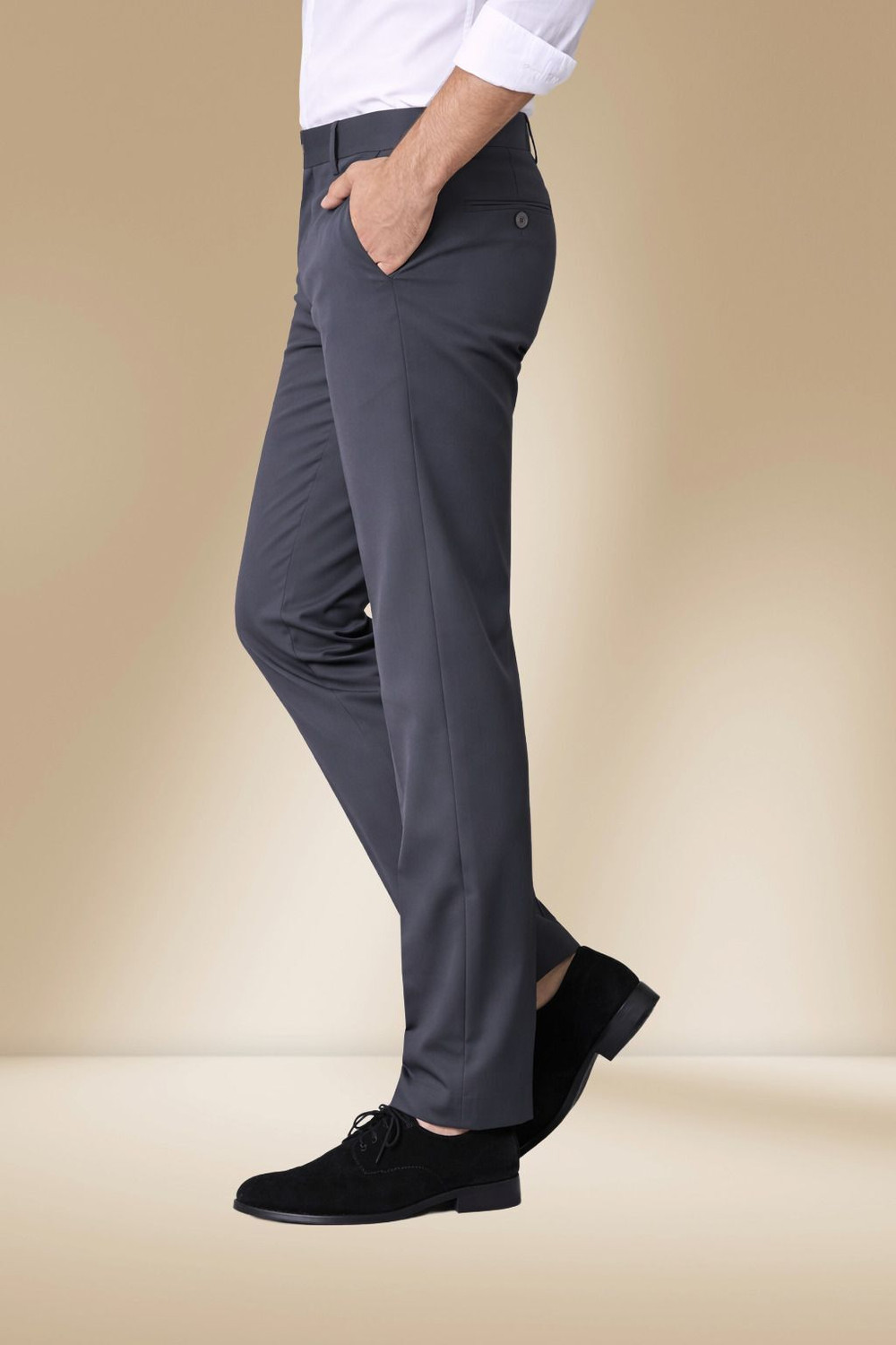 Image of ViGit Regular Fit Men Grey Trousers