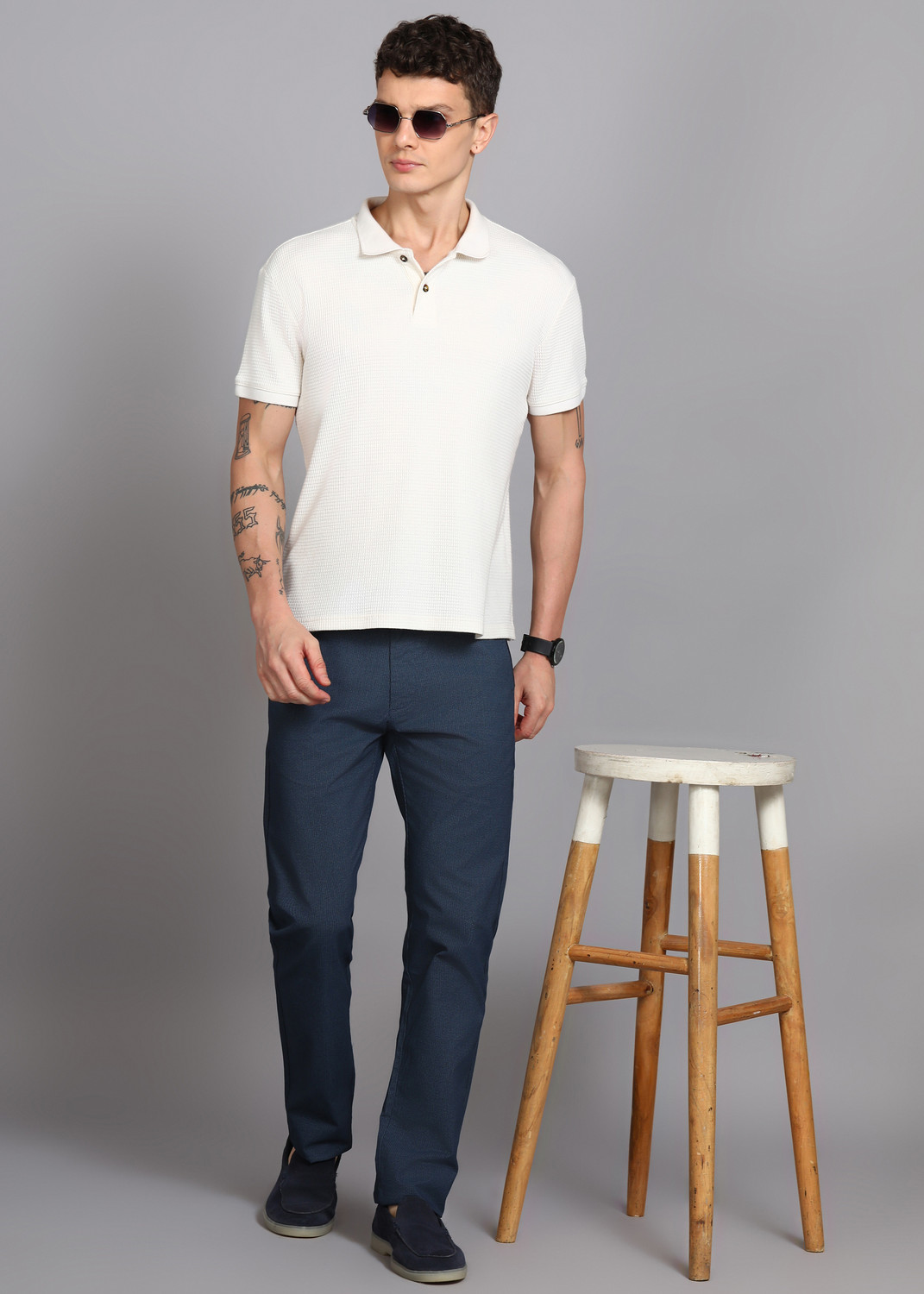 Image of PETER ENGLAND Regular Fit Men Dark Blue Trousers
