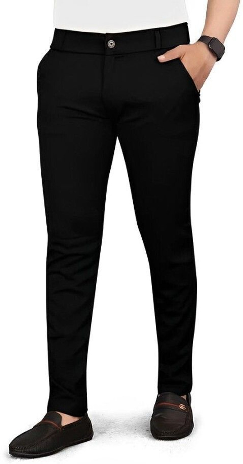 Image of SOUNDRYAFABRIC Regular Fit Men Black Trousers