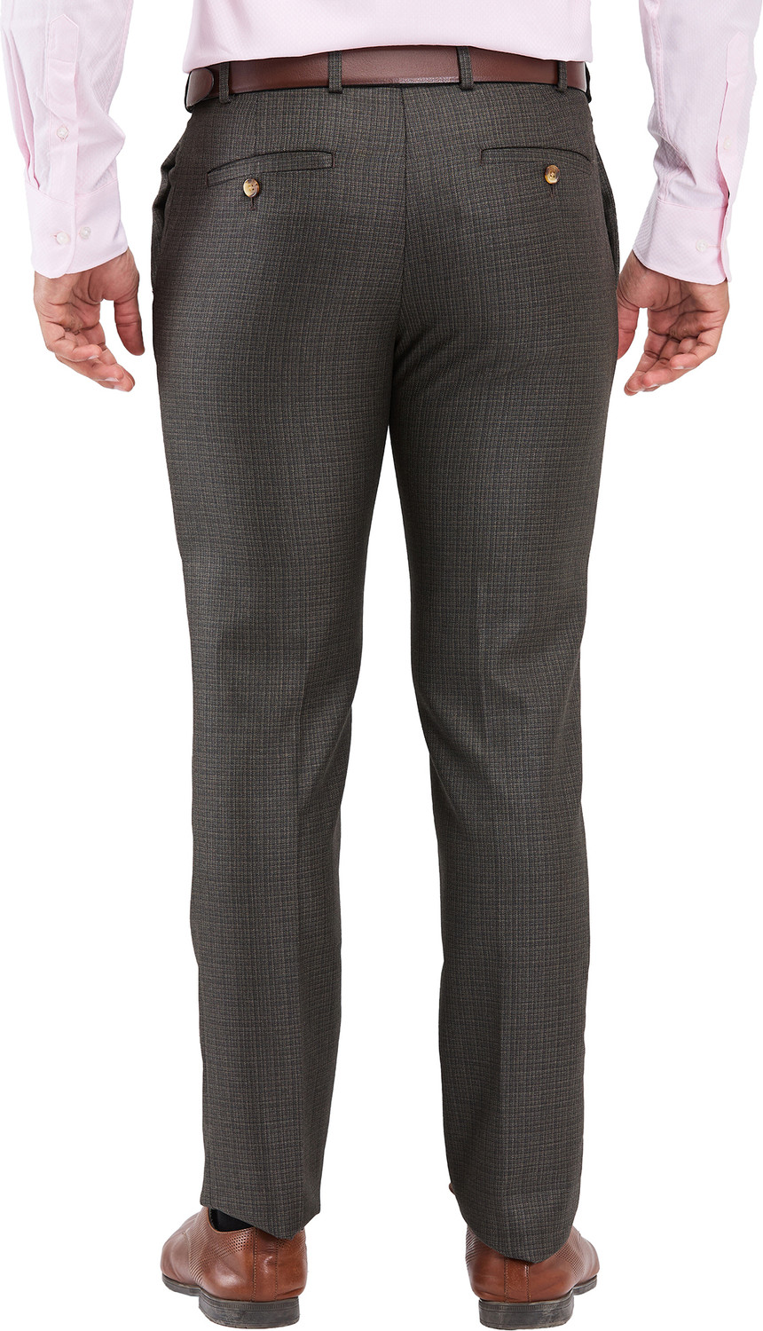 Image of Raymond Slim Fit Men Brown Trousers