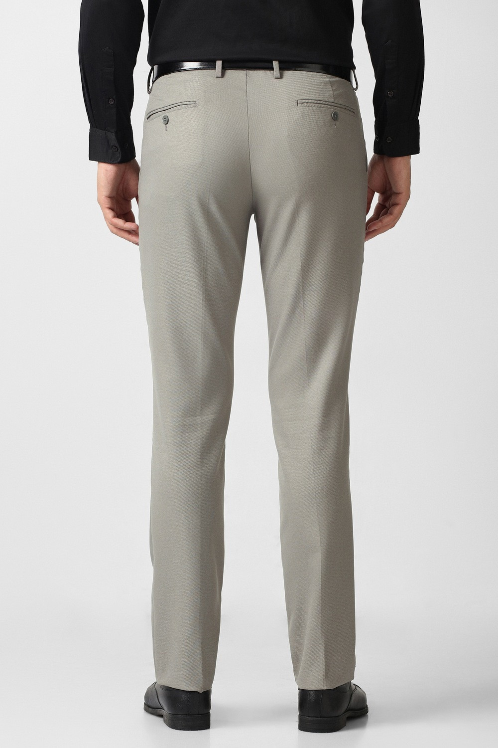 Image of VAN HEUSEN Slim Fit Men Grey Trousers