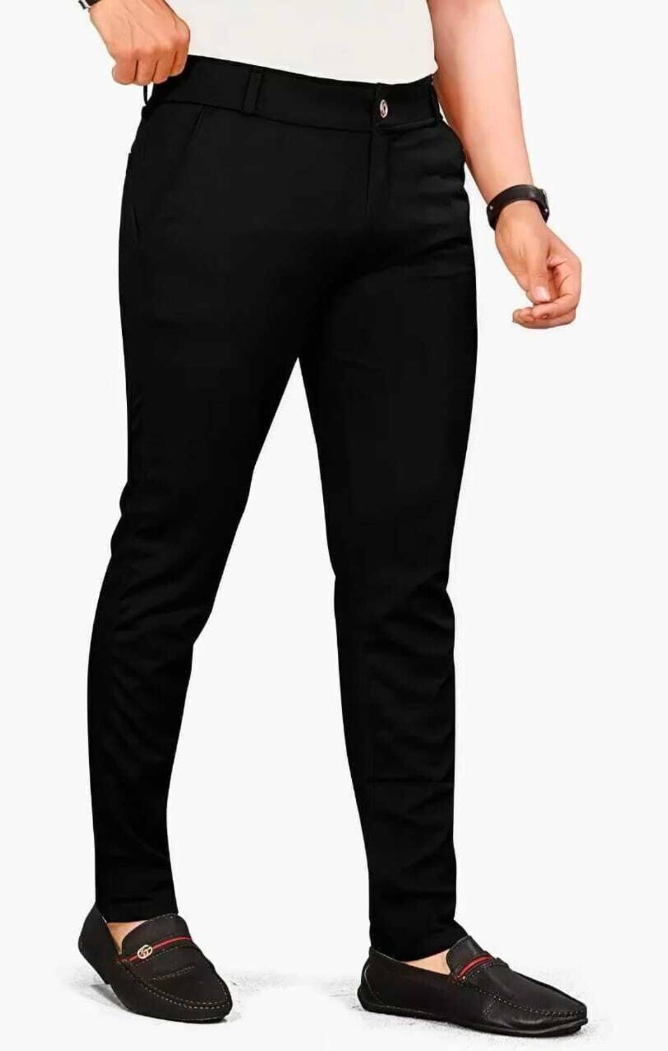 boghani Slim Fit Men Black Trousers