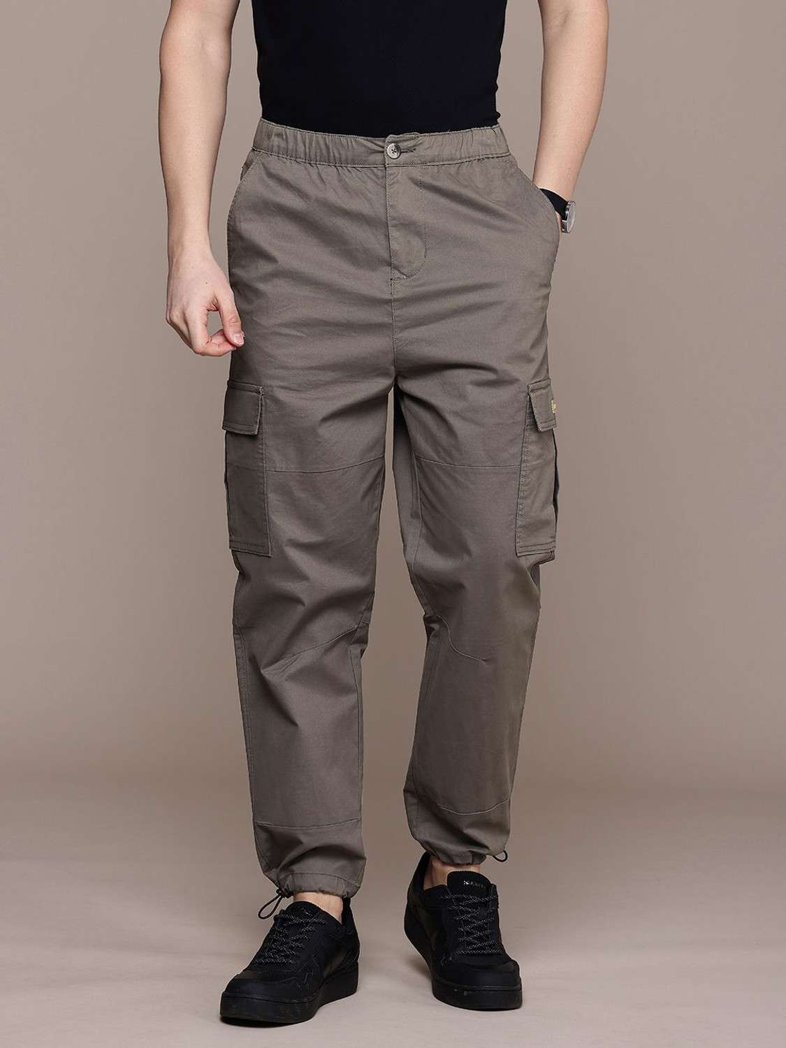 Image of FCUK Regular Fit Men Grey Trousers