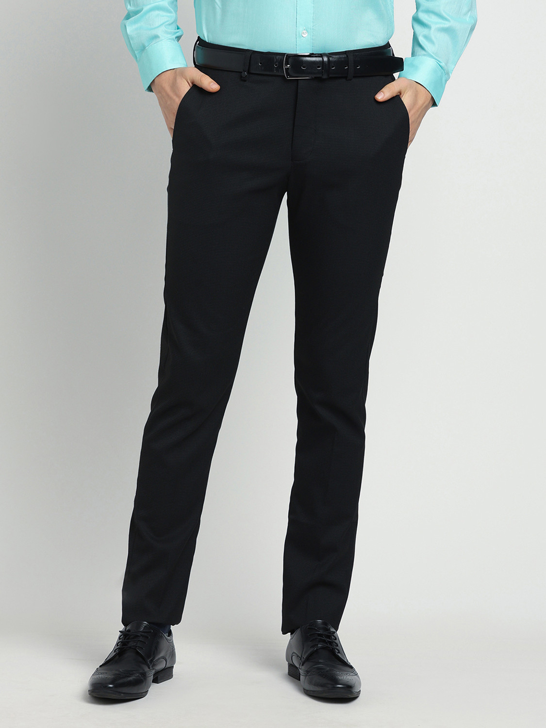 Image of TURTLE Slim Fit Men Black Trousers