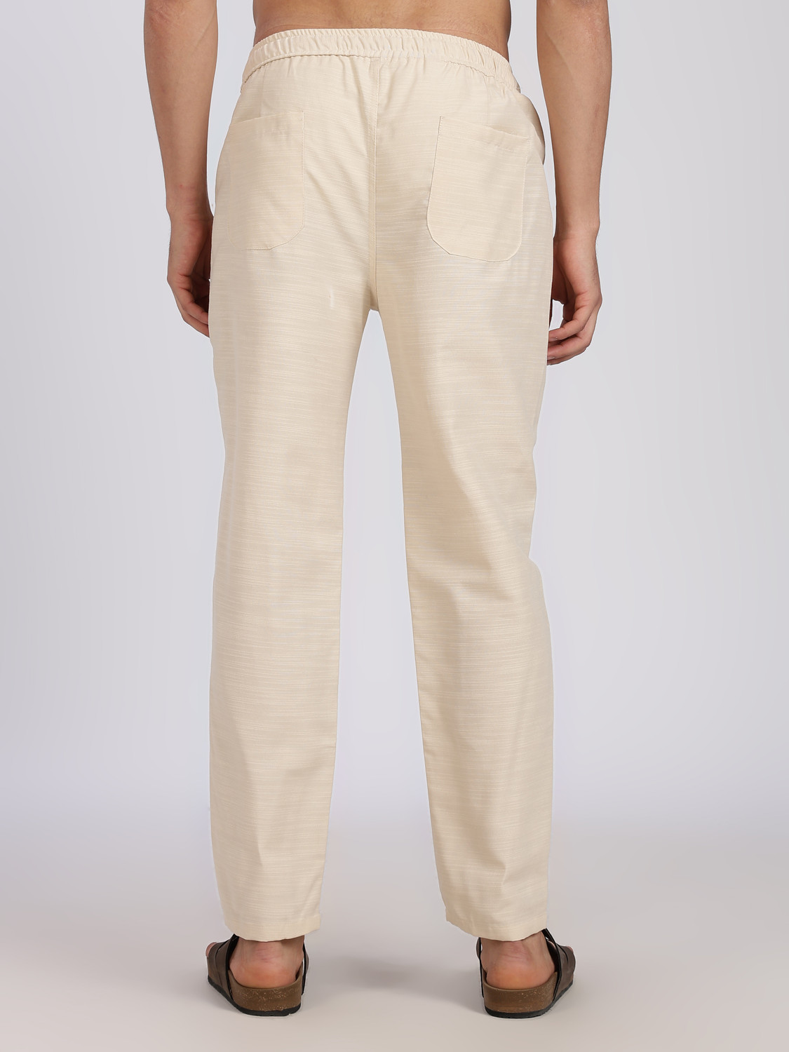 Image of Lyphy Straight Fit Men Cream Trousers