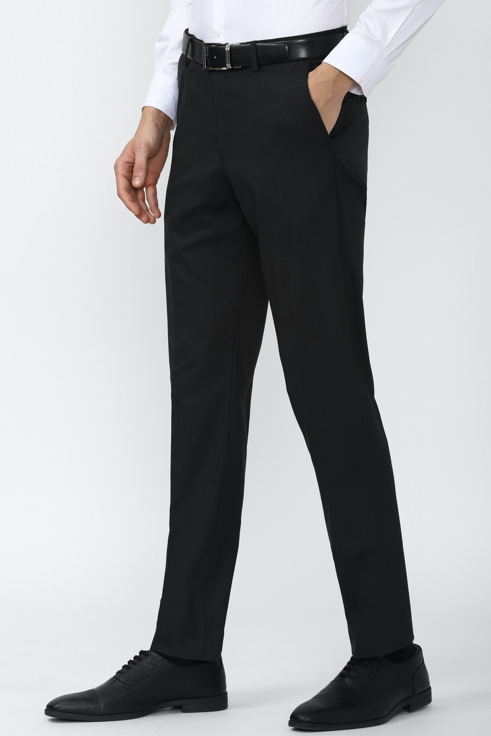 Image of PETER ENGLAND Slim Fit Men Black Trousers