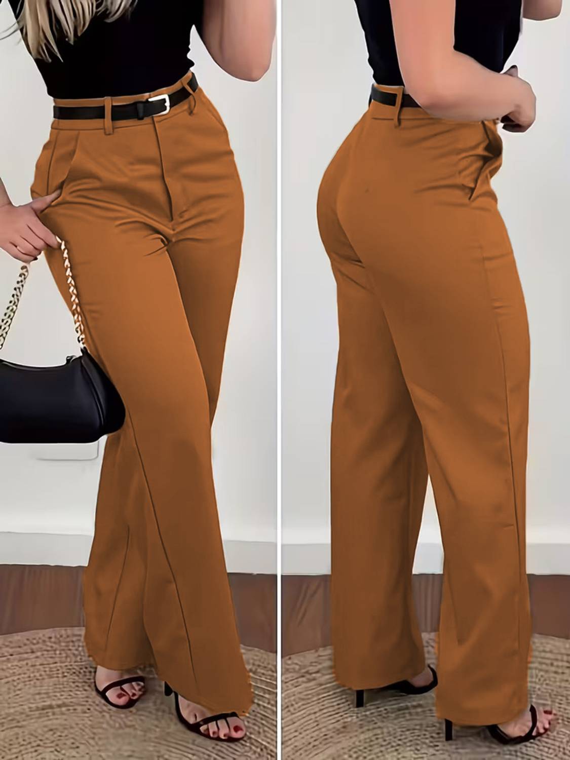 BlueKart Flared, Loose Fit Women Brown Trousers