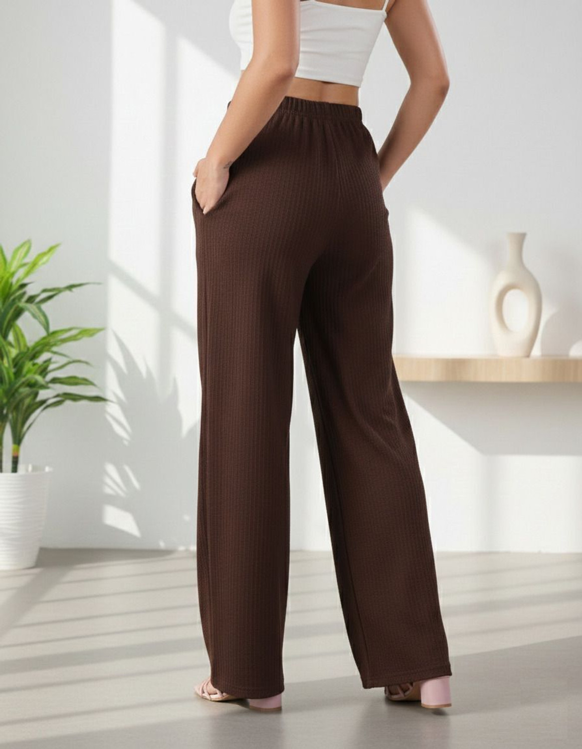 Image of Doil Domec Loose Fit, Relaxed Women Brown Trousers