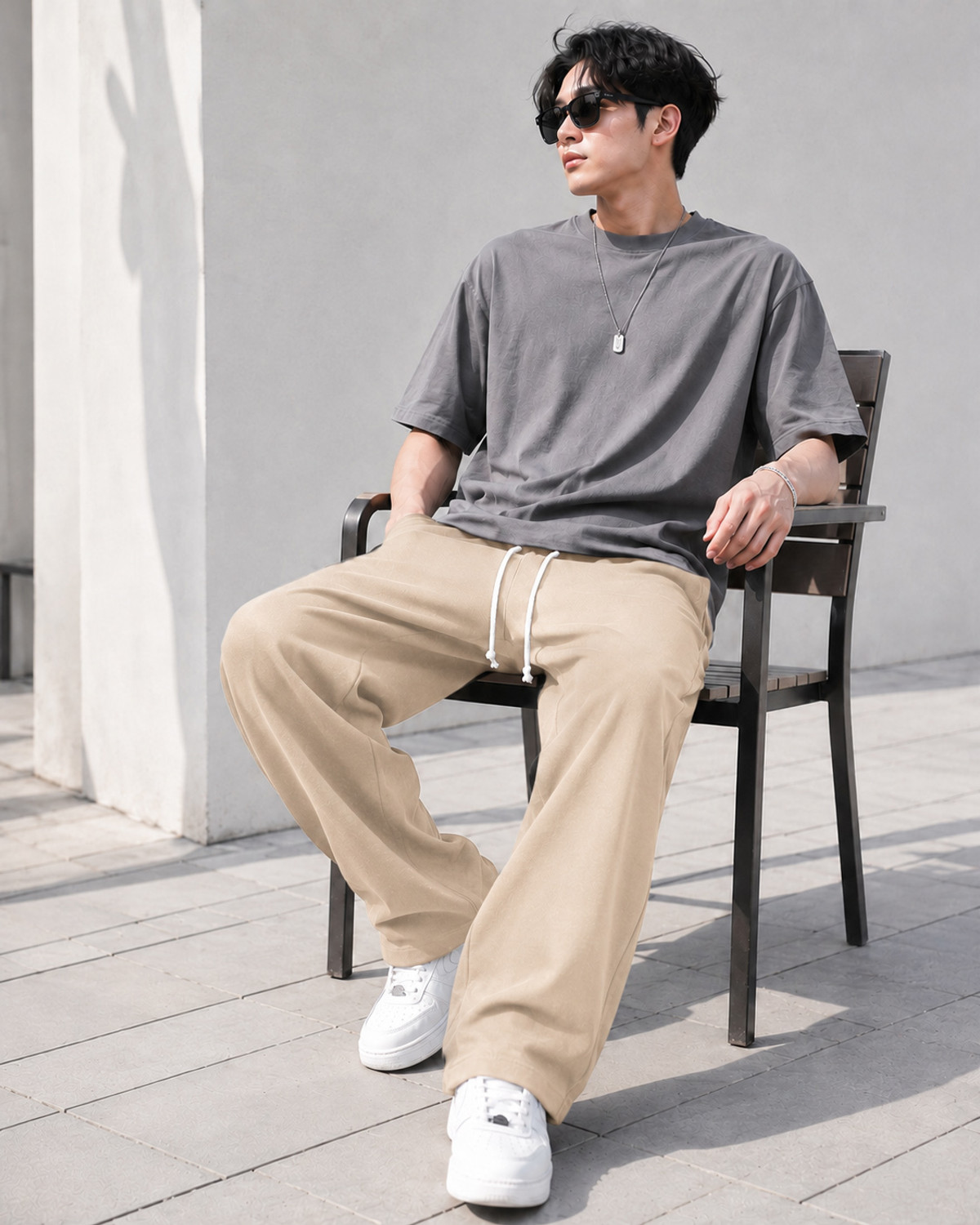 Image of METRONAUT Loose Fit Men Beige Trousers