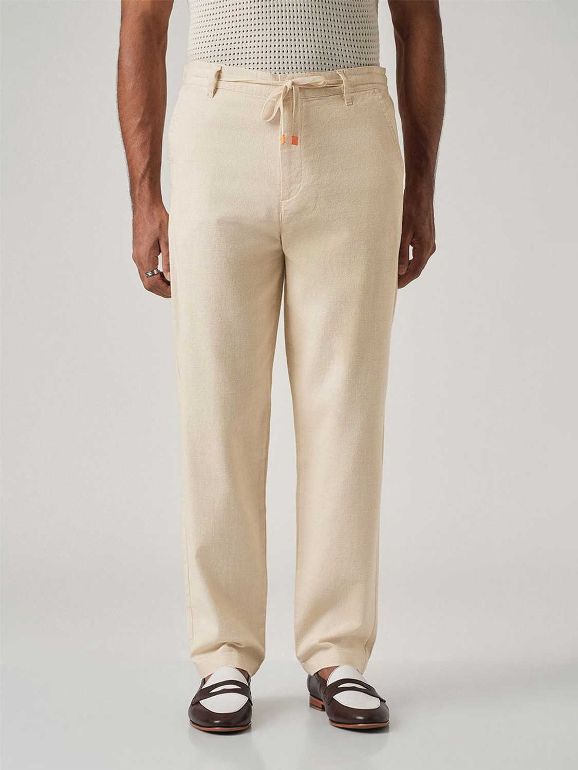 Image of Banana Club Relaxed Men Cream Trousers