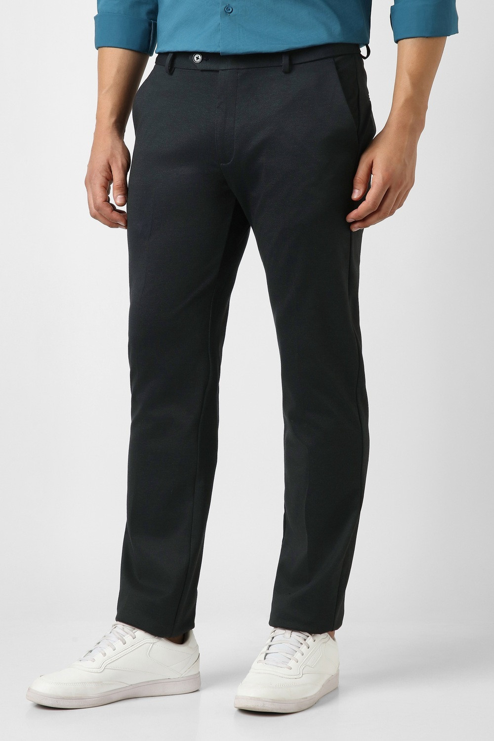 Image of PETER ENGLAND Slim Fit Men Black Trousers