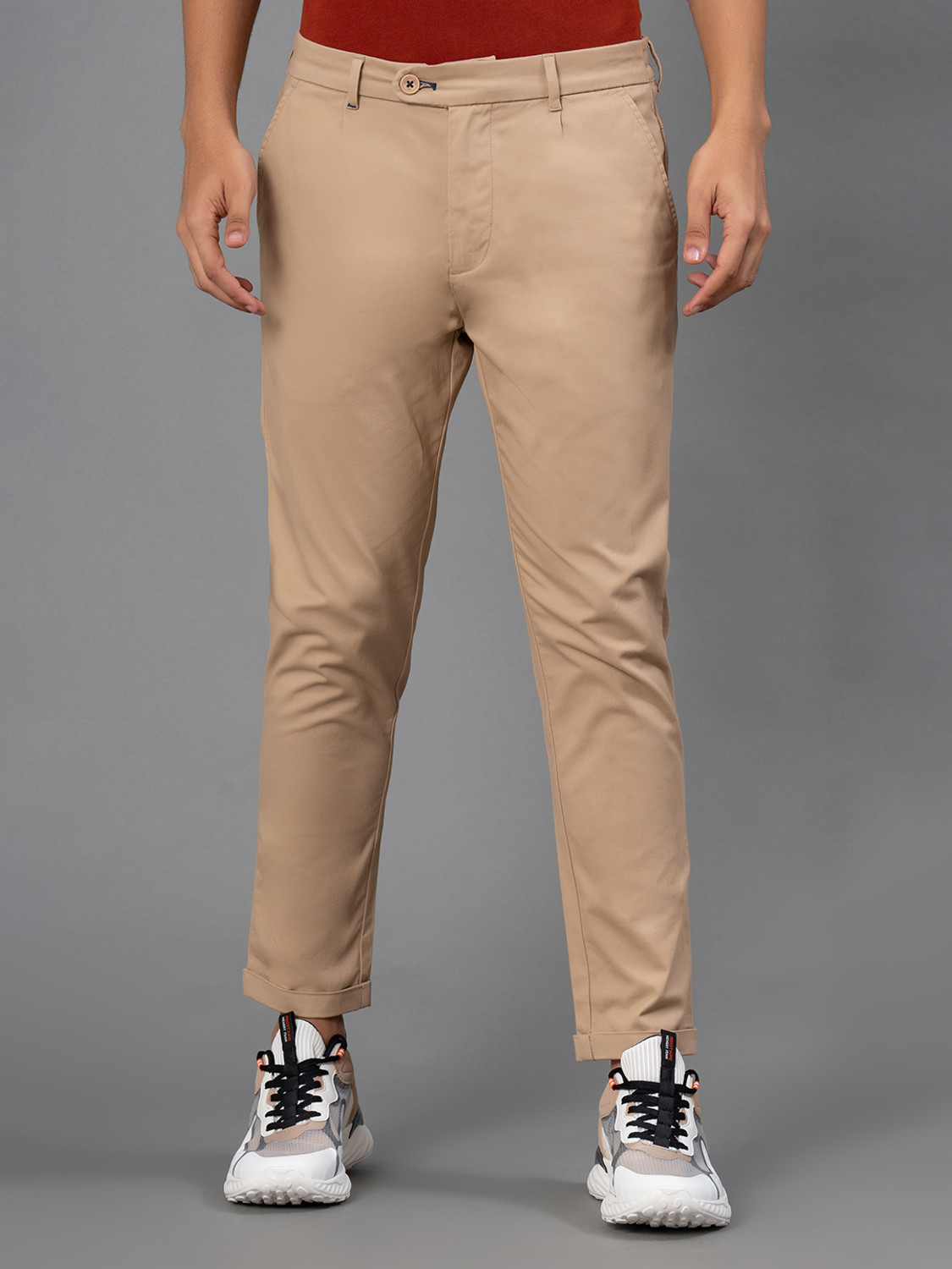 Image of RED TAPE Relaxed Men Khaki Trousers