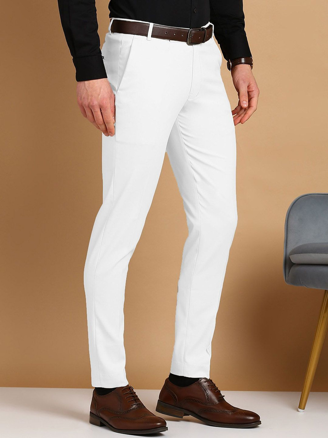 Image of CrayLyf Clothing Co. Regular Fit Men White Trousers