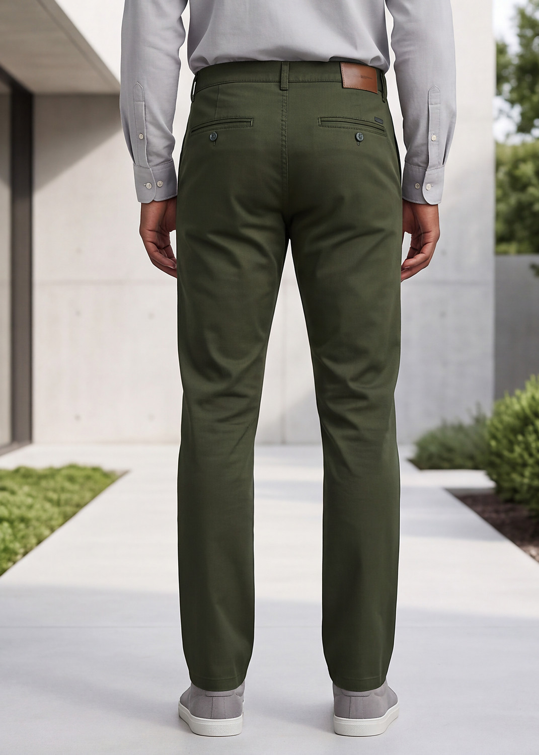 Image of KILLER Men Slim Fit Dark Green Cotton Blend Trousers