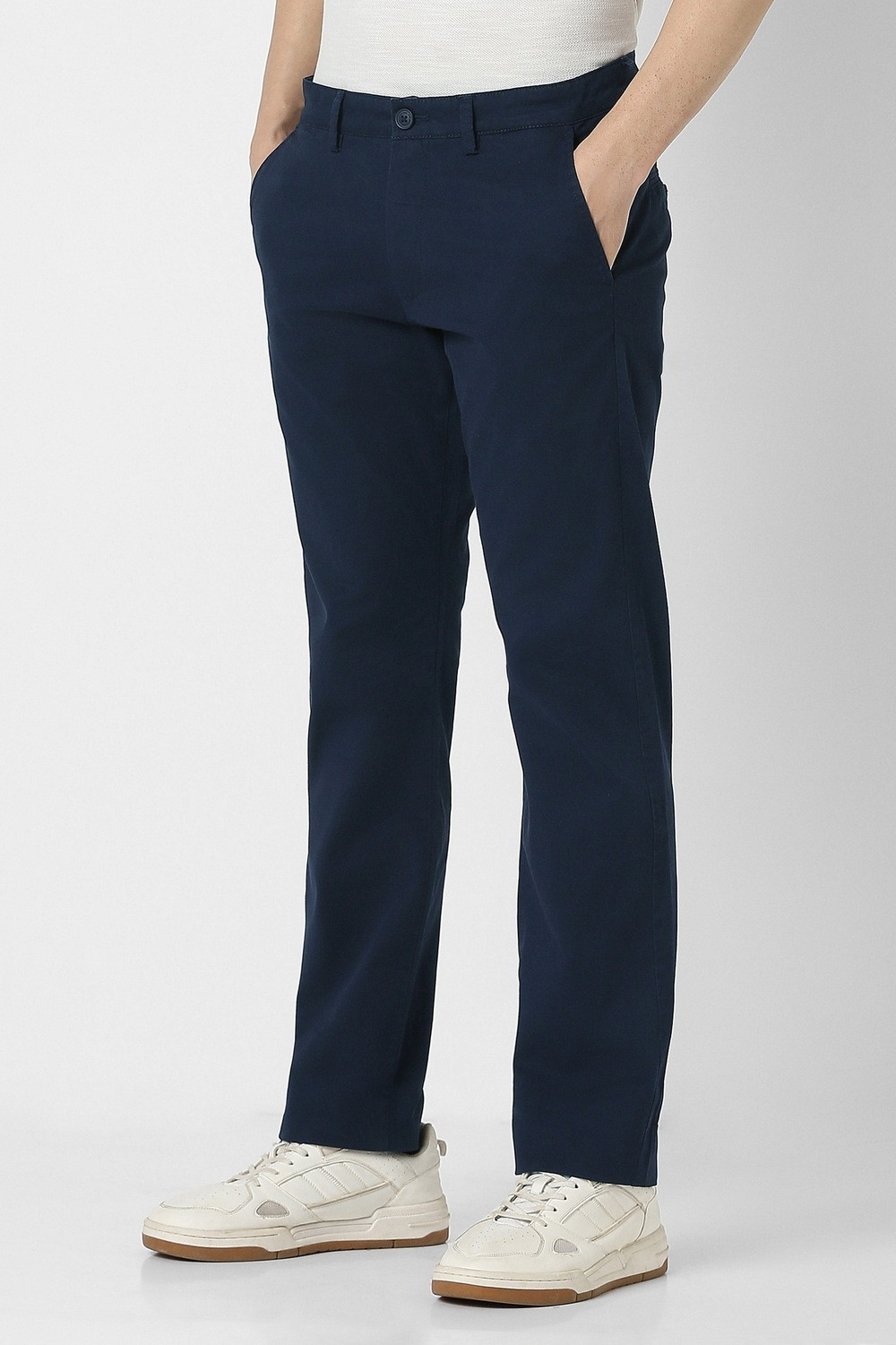 Image of PETER ENGLAND Slim Fit Men Dark Blue Trousers