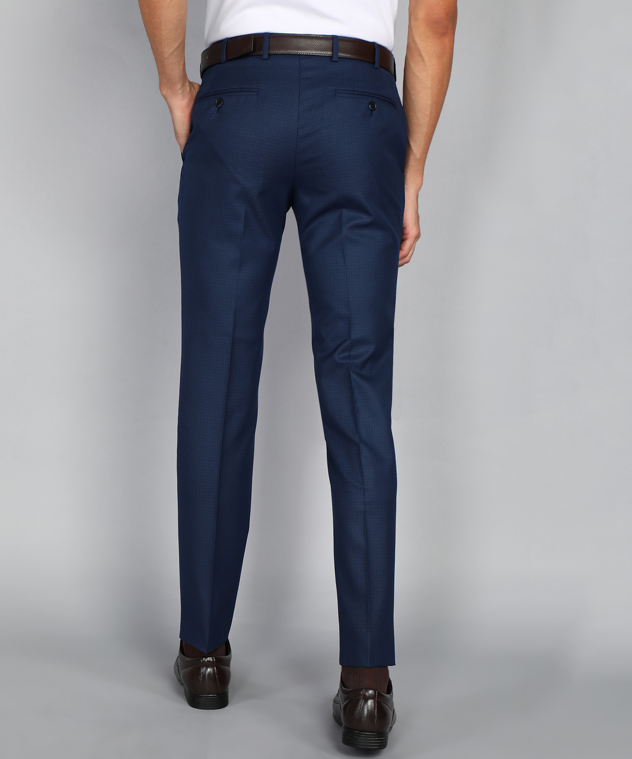 Image of Raymond Slim Fit Men Dark Blue Trousers