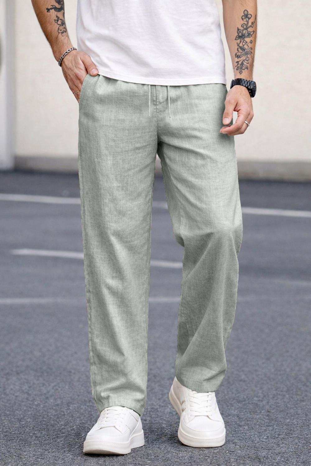 Image of MOTREX Slim Fit Men Grey Trousers