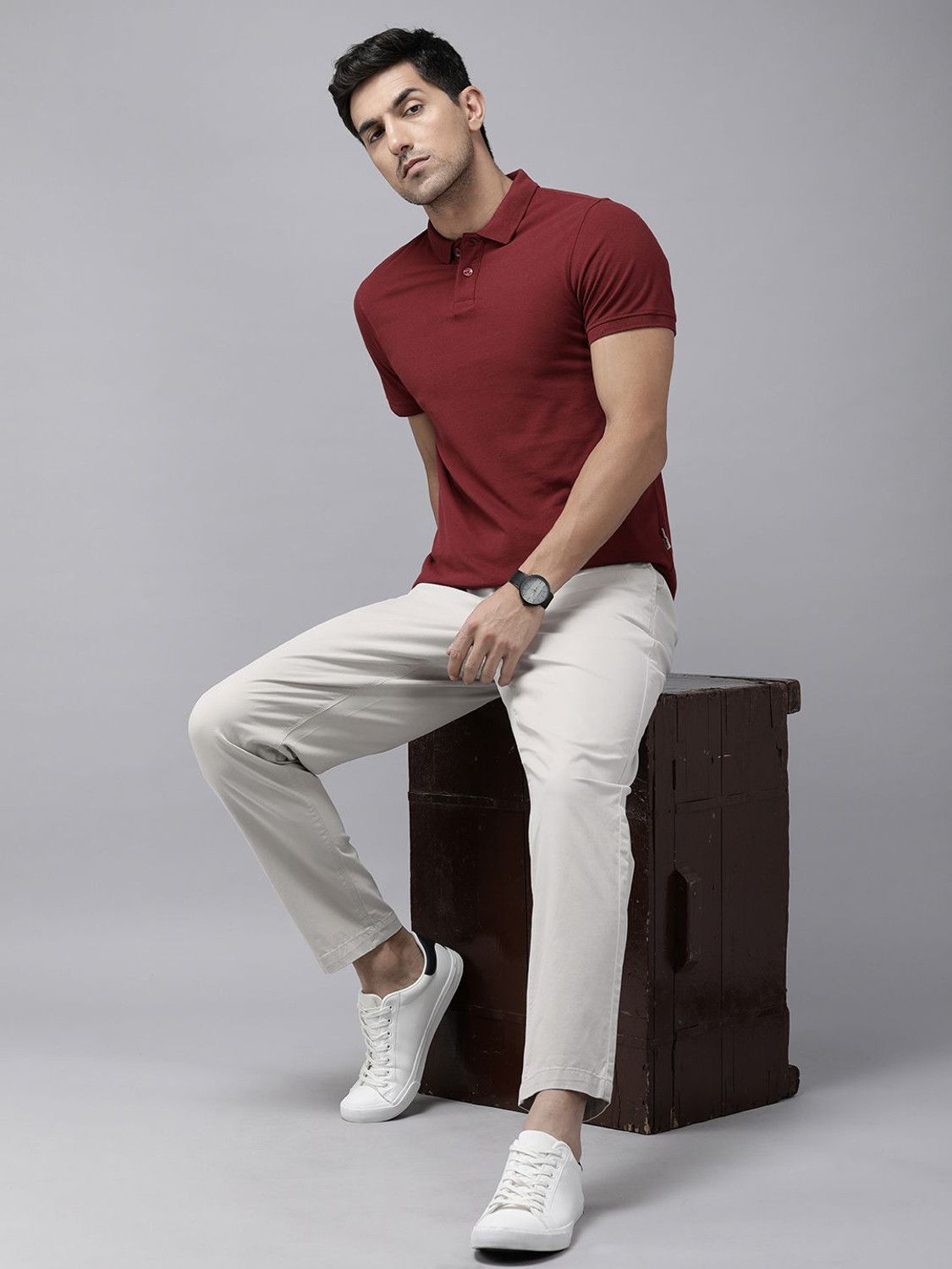 Image of Roadster Regular Fit Men Grey Trousers