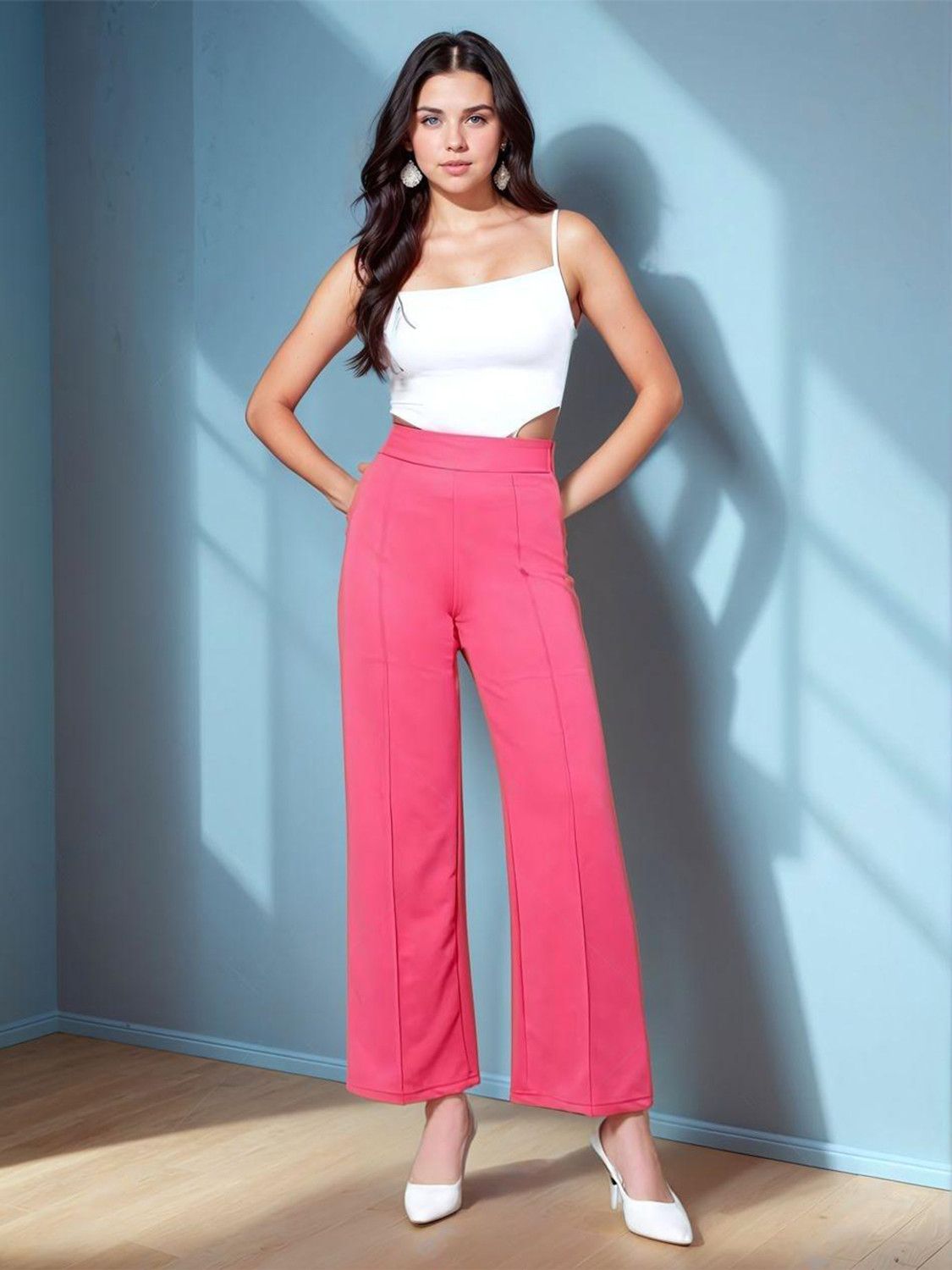 Image of KOTTY Regular Fit Women Pink Trousers