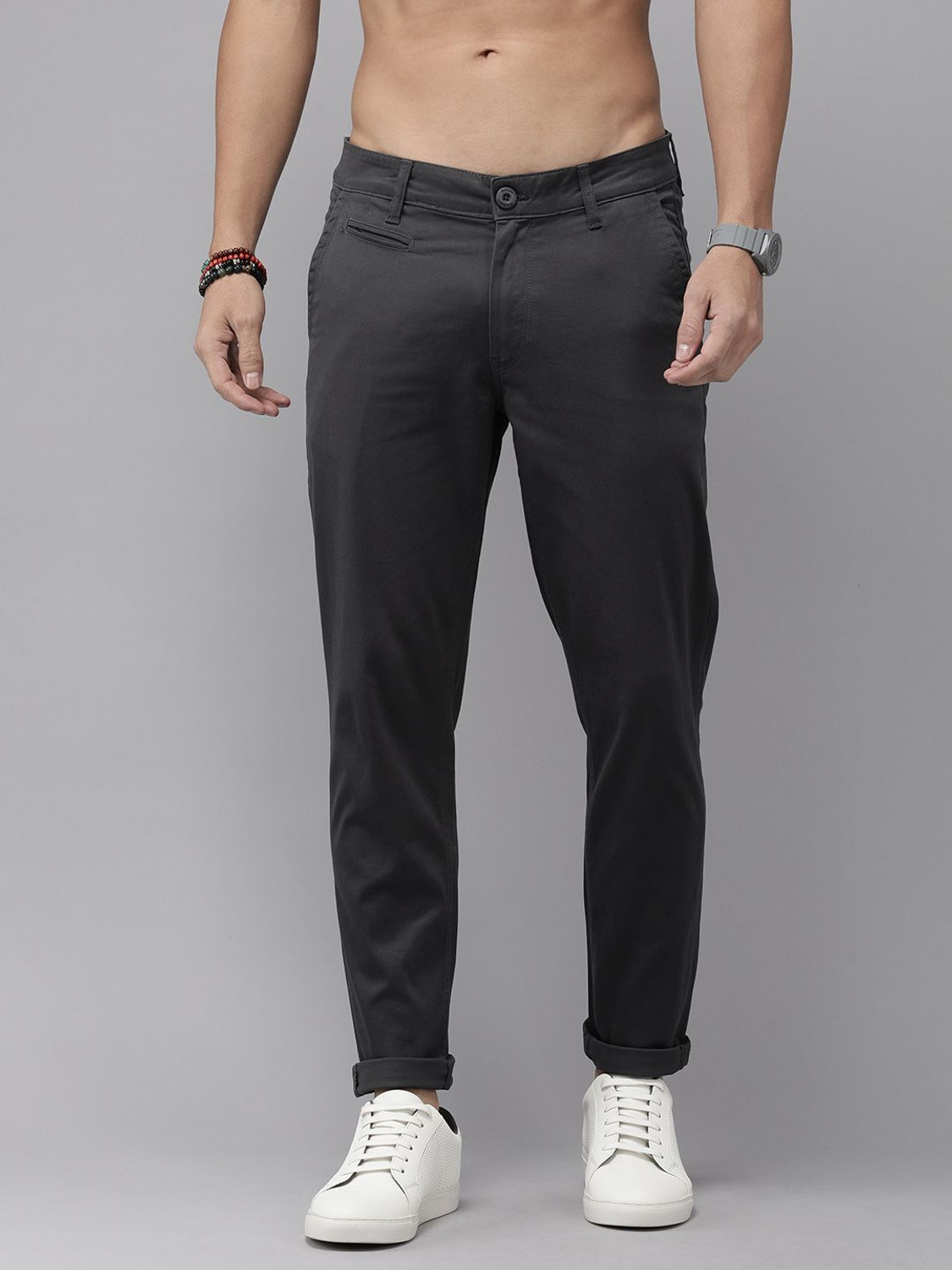 Image of Roadster Regular Fit Men Black Trousers