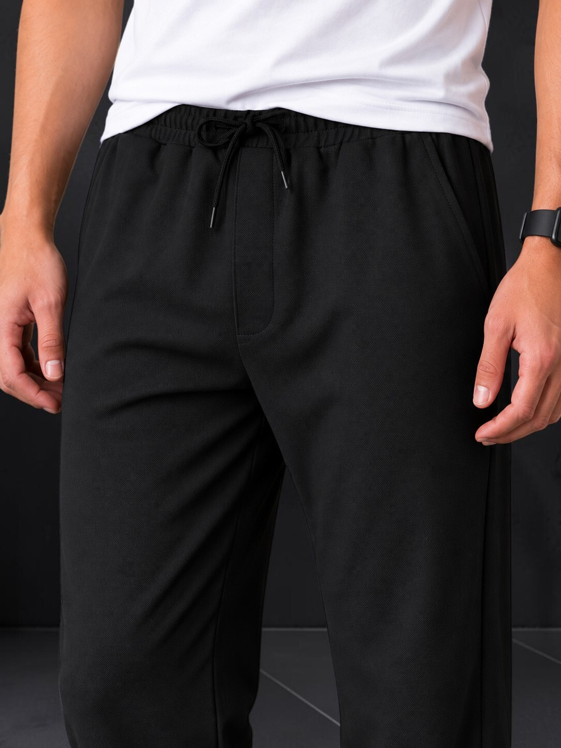Image of FUBACK Straight Fit Men Black Trousers