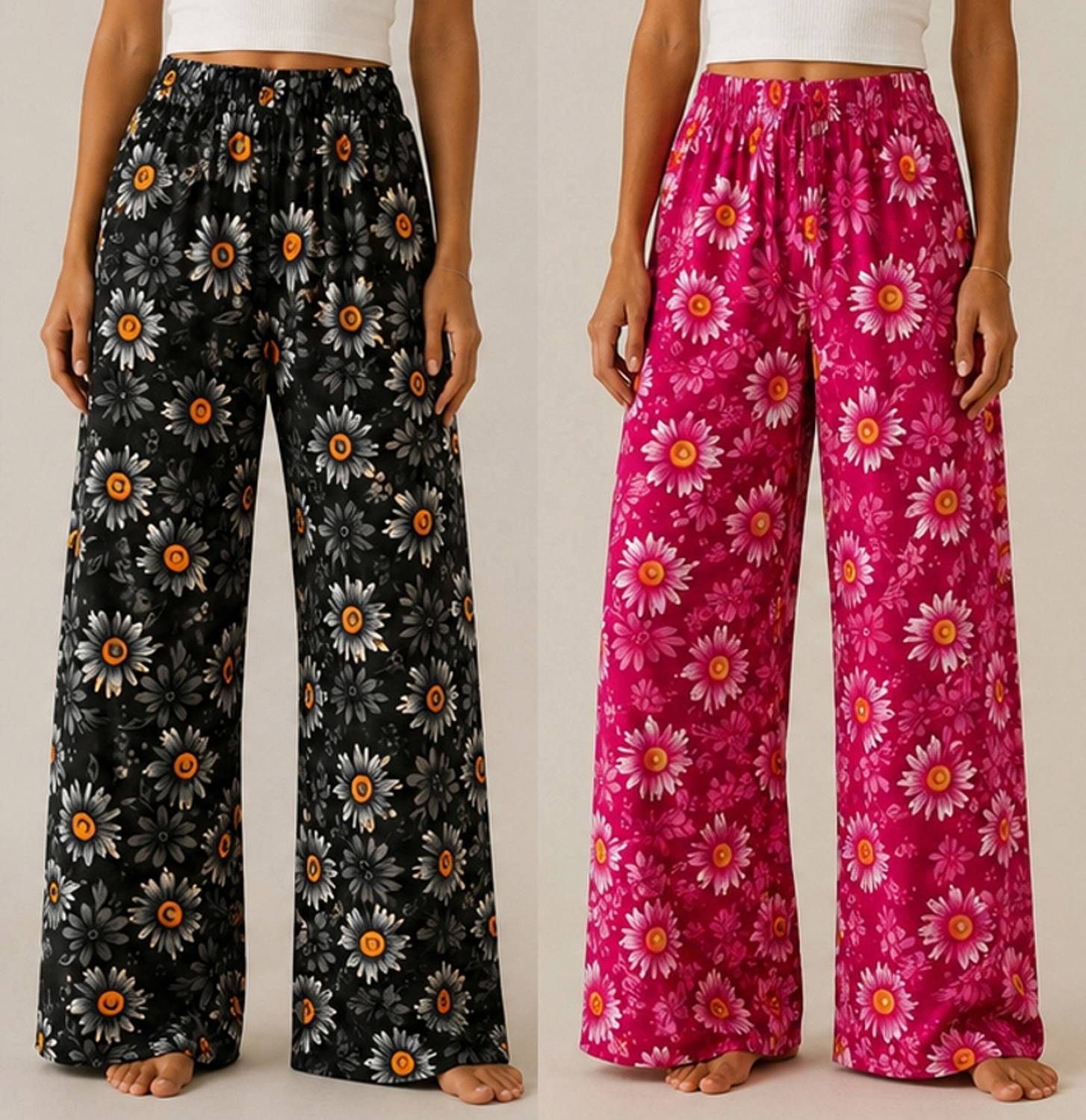 100LUCK Loose Fit Girls Black, Pink Trousers
