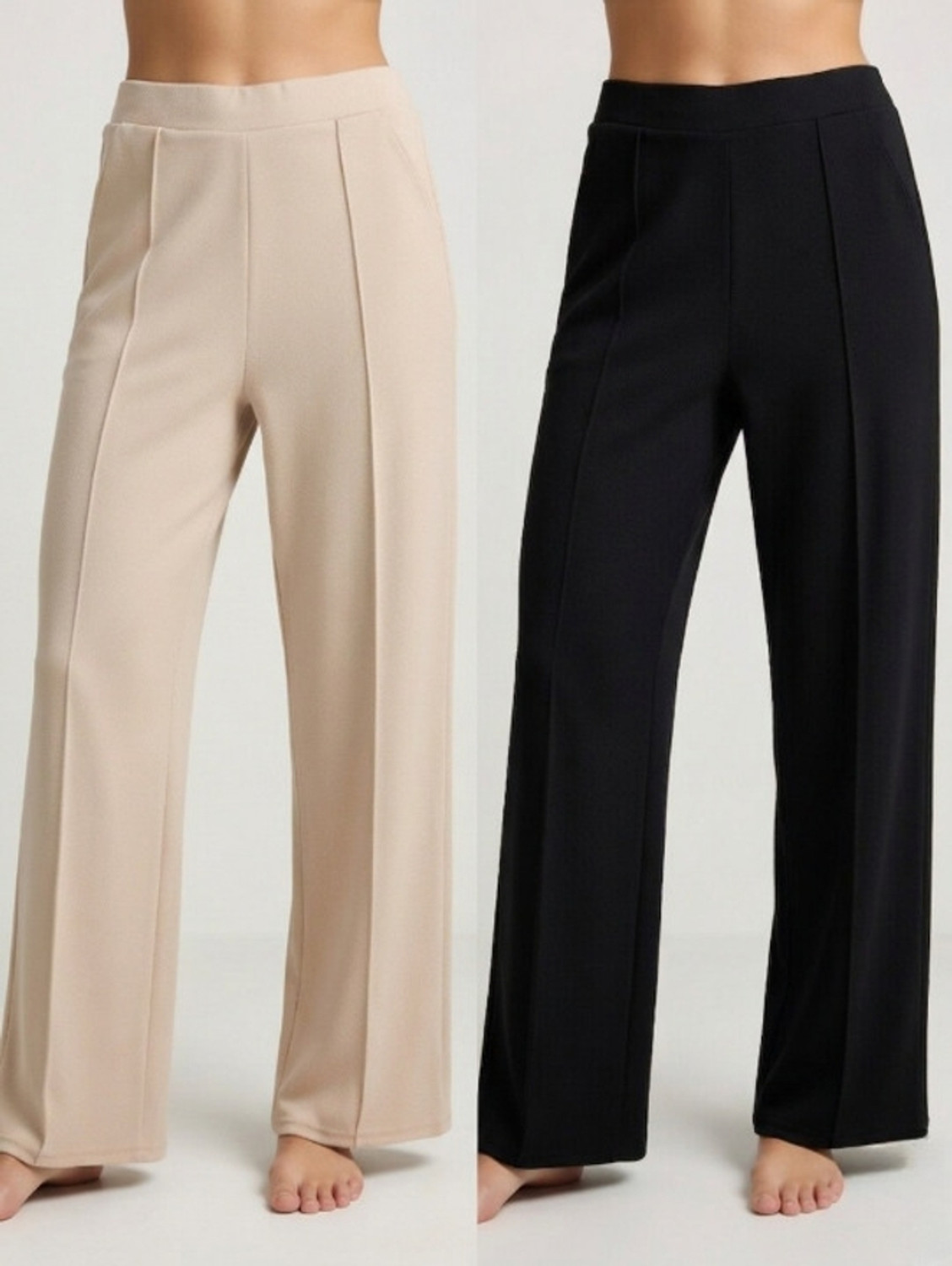 JackMail Loose Fit Women Beige, Black Trousers
