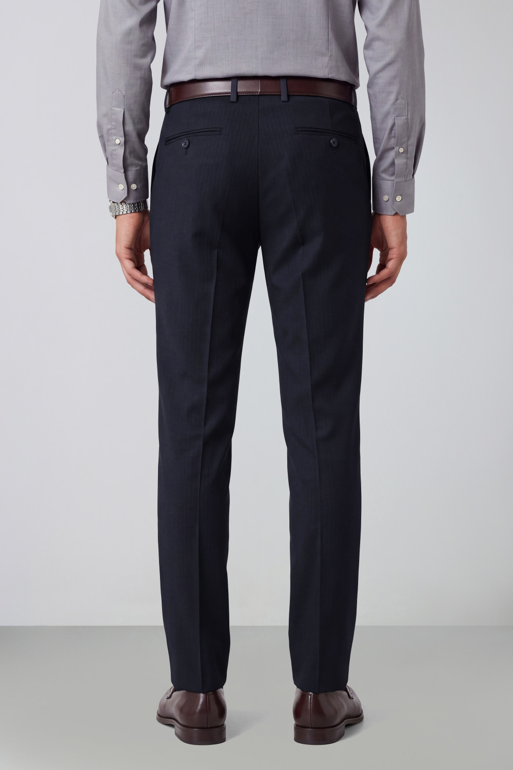 Image of PETER ENGLAND Men Slim Fit Blue Polyester Trousers