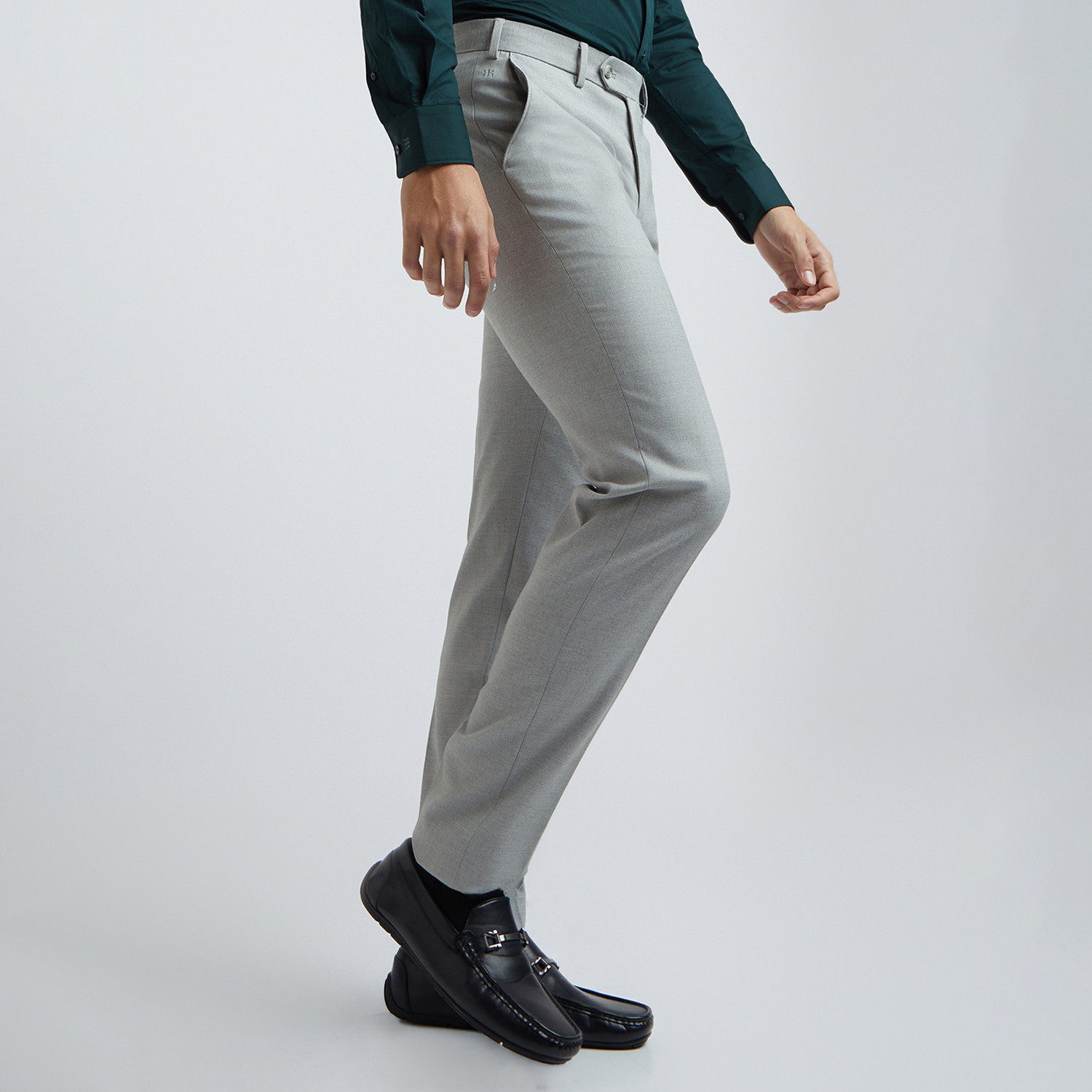 Image of Raymond Slim Fit Men Grey Trousers