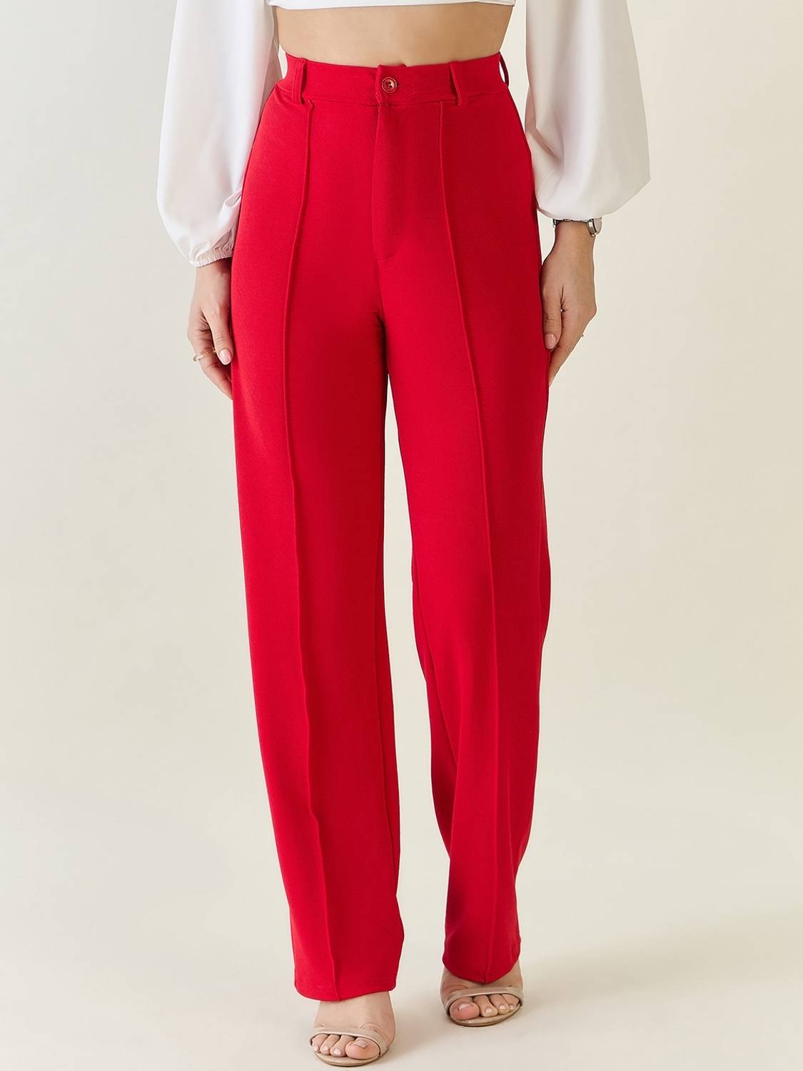 AAYU Regular Fit Women Red Trousers