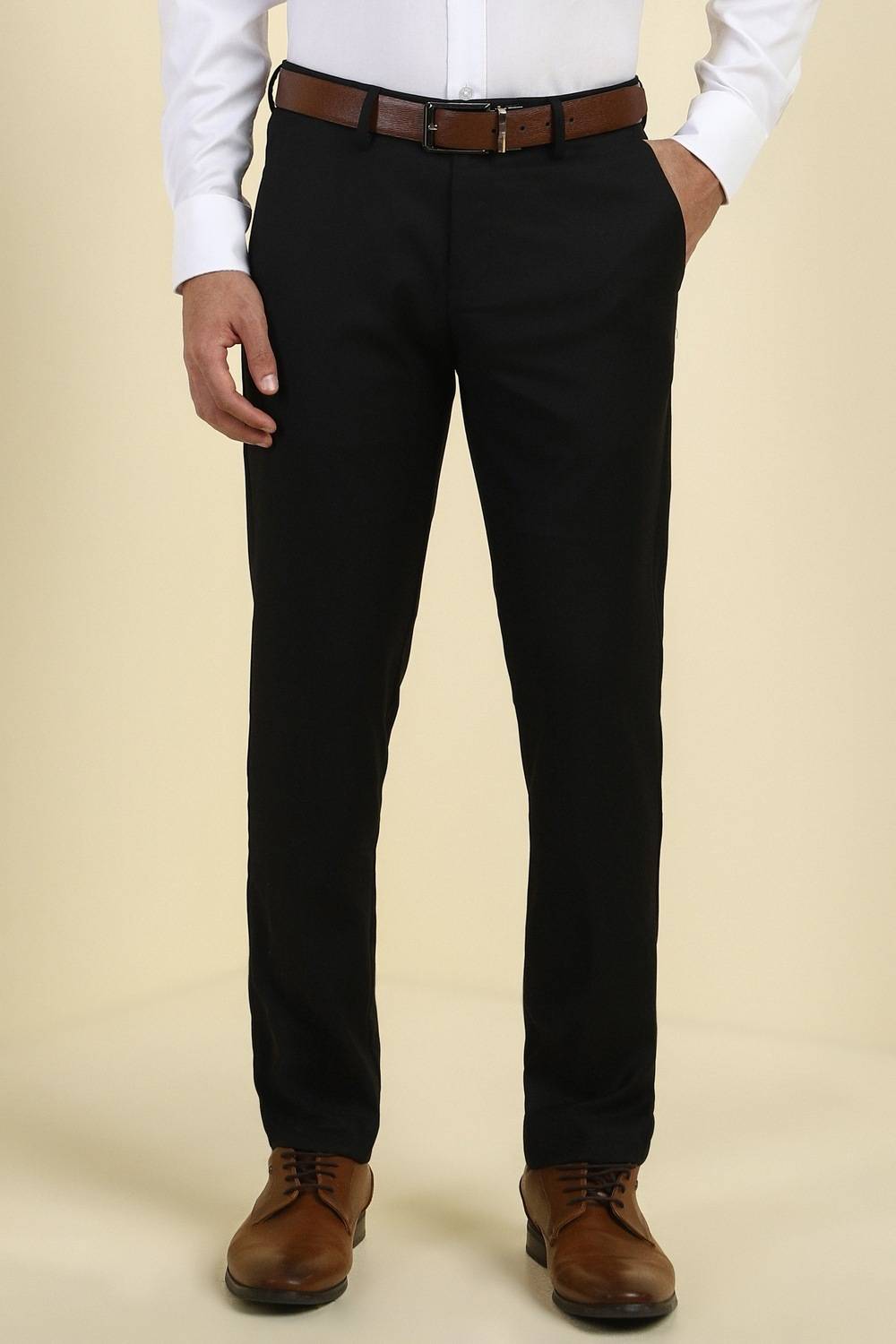 Allen Solly Regular Fit Men Black Trousers
