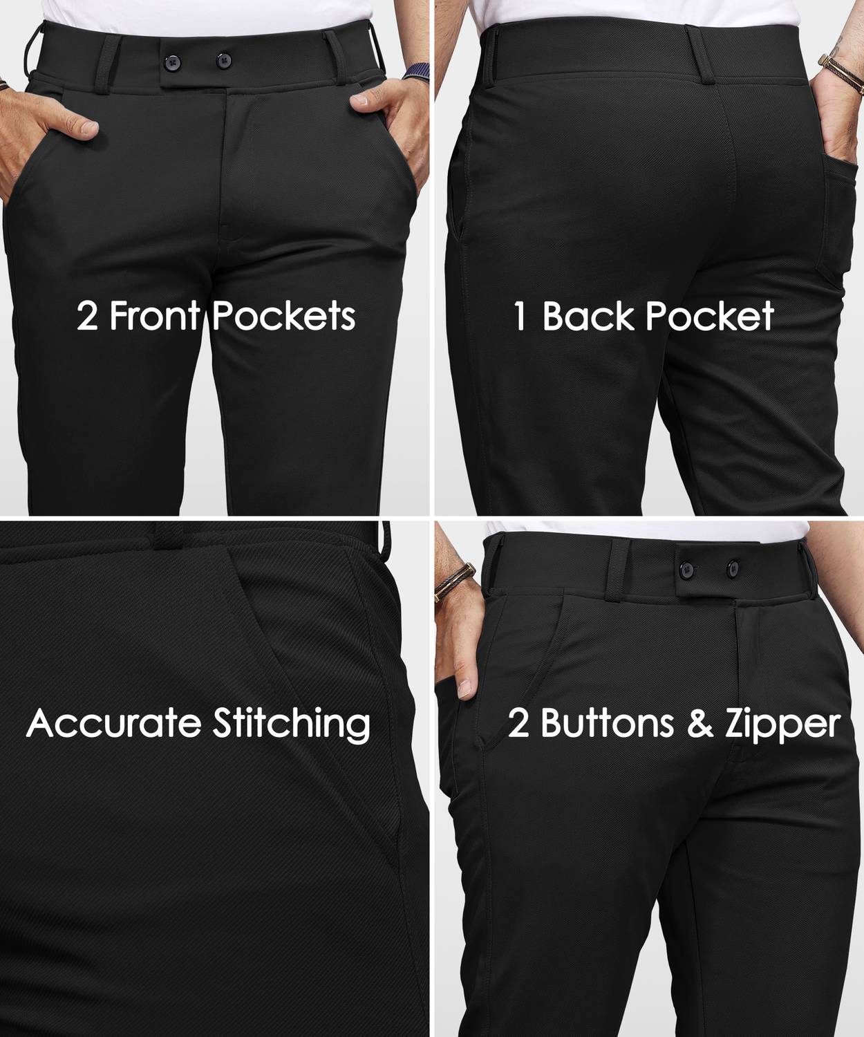 VeBNoR Men Black Regular Fit Trousers - Image 4