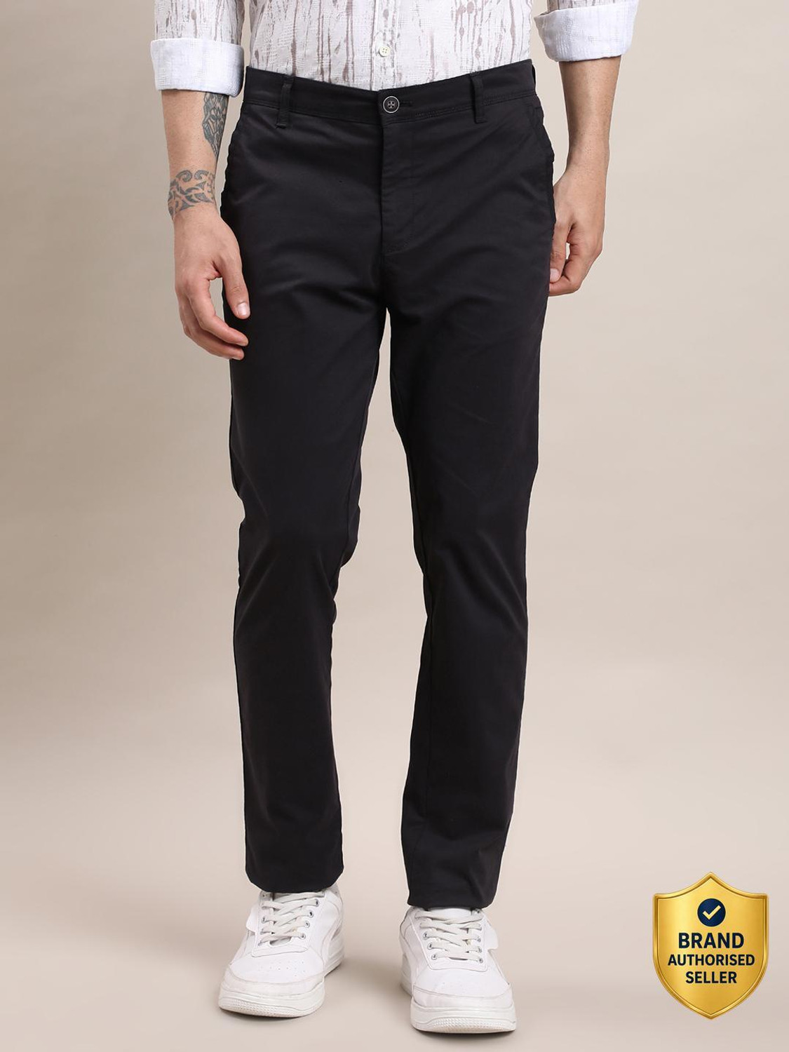 TURTLE Slim Fit Men Black Trousers