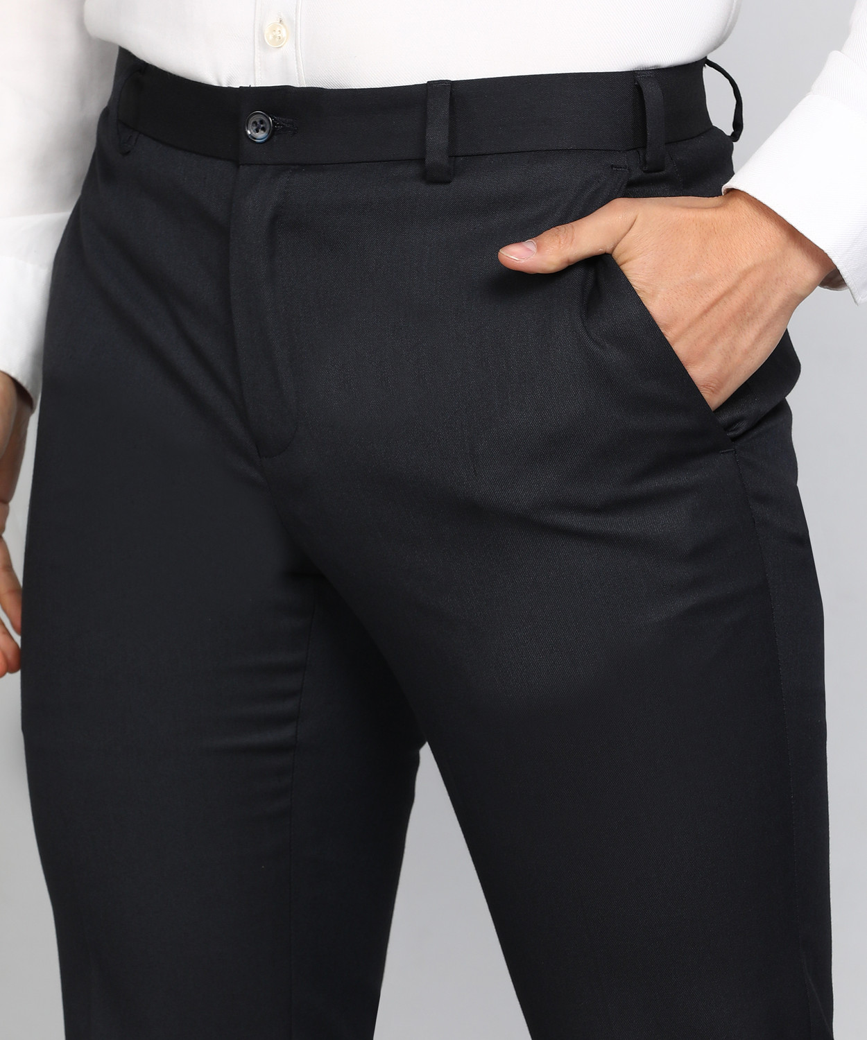 Image of Raymond Slim Fit Men Dark Blue Trousers