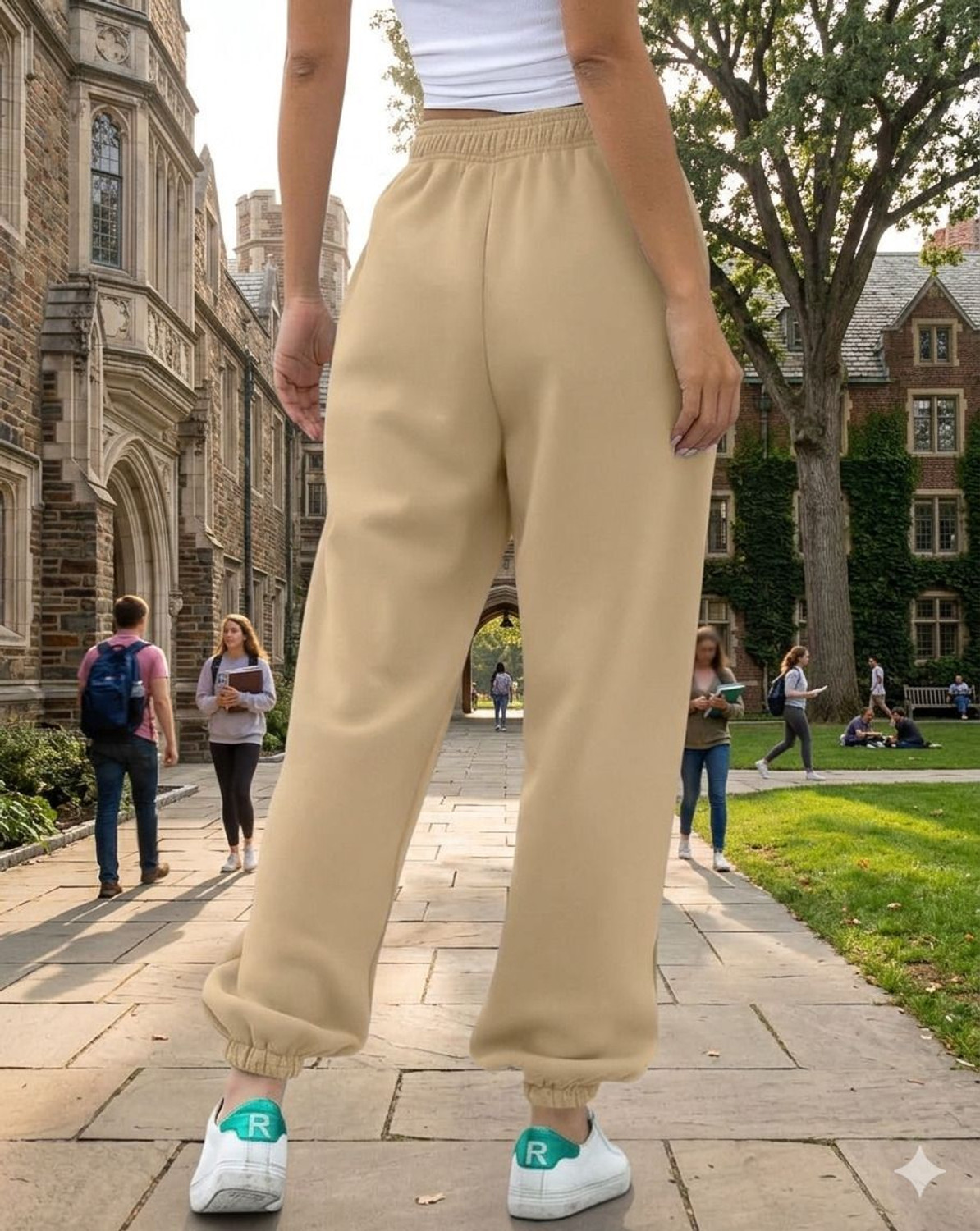 Image of Q-Rious Solid Women Beige Track Pants