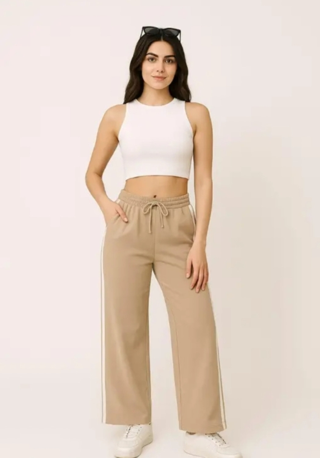 Image of HARI OM FASHION Straight Fit Women Beige Trousers