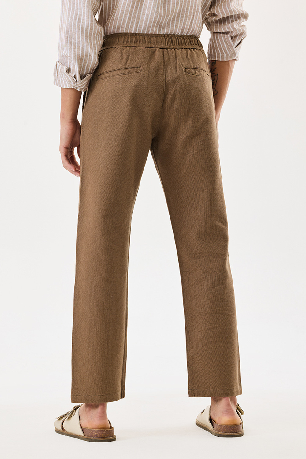 Image of Snitch Regular Fit Men Brown Trousers