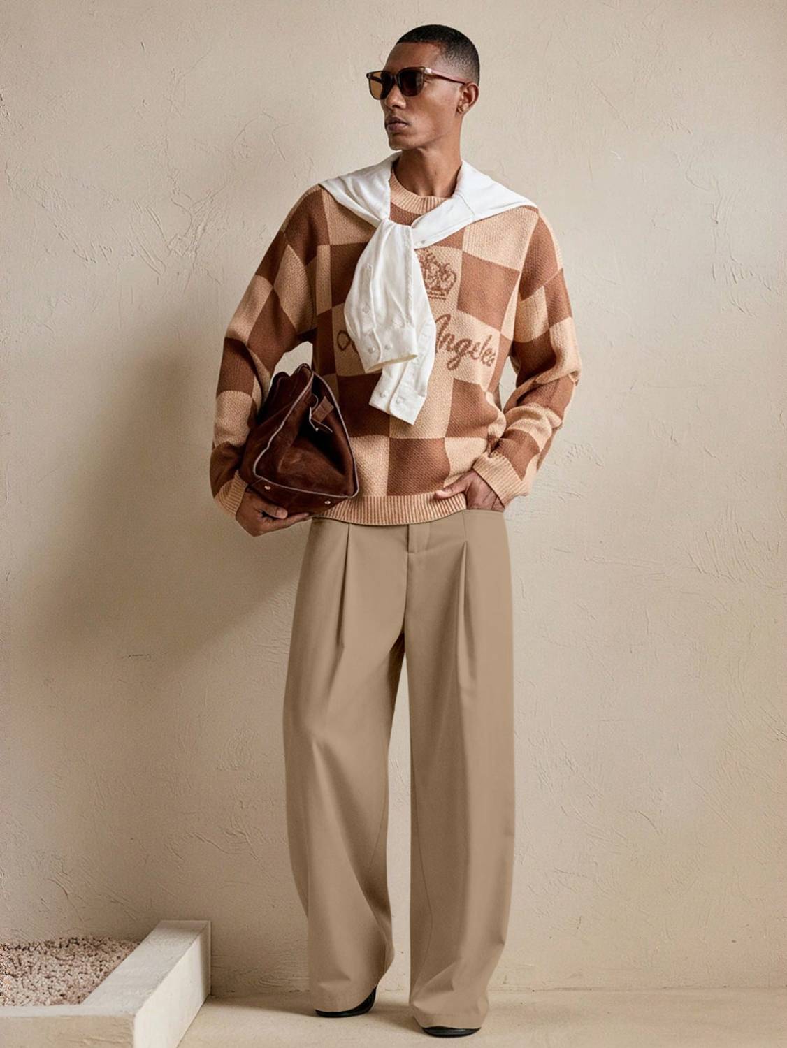 Rajovati Loose Fit Beige Trousers - Image 3