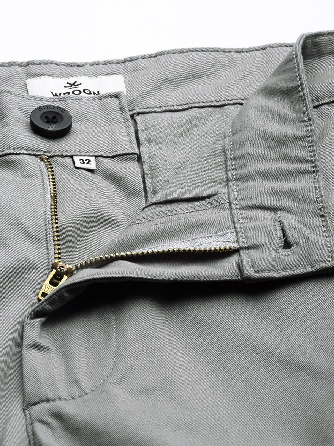 Image of WROGN Slim Fit Men Grey Trousers